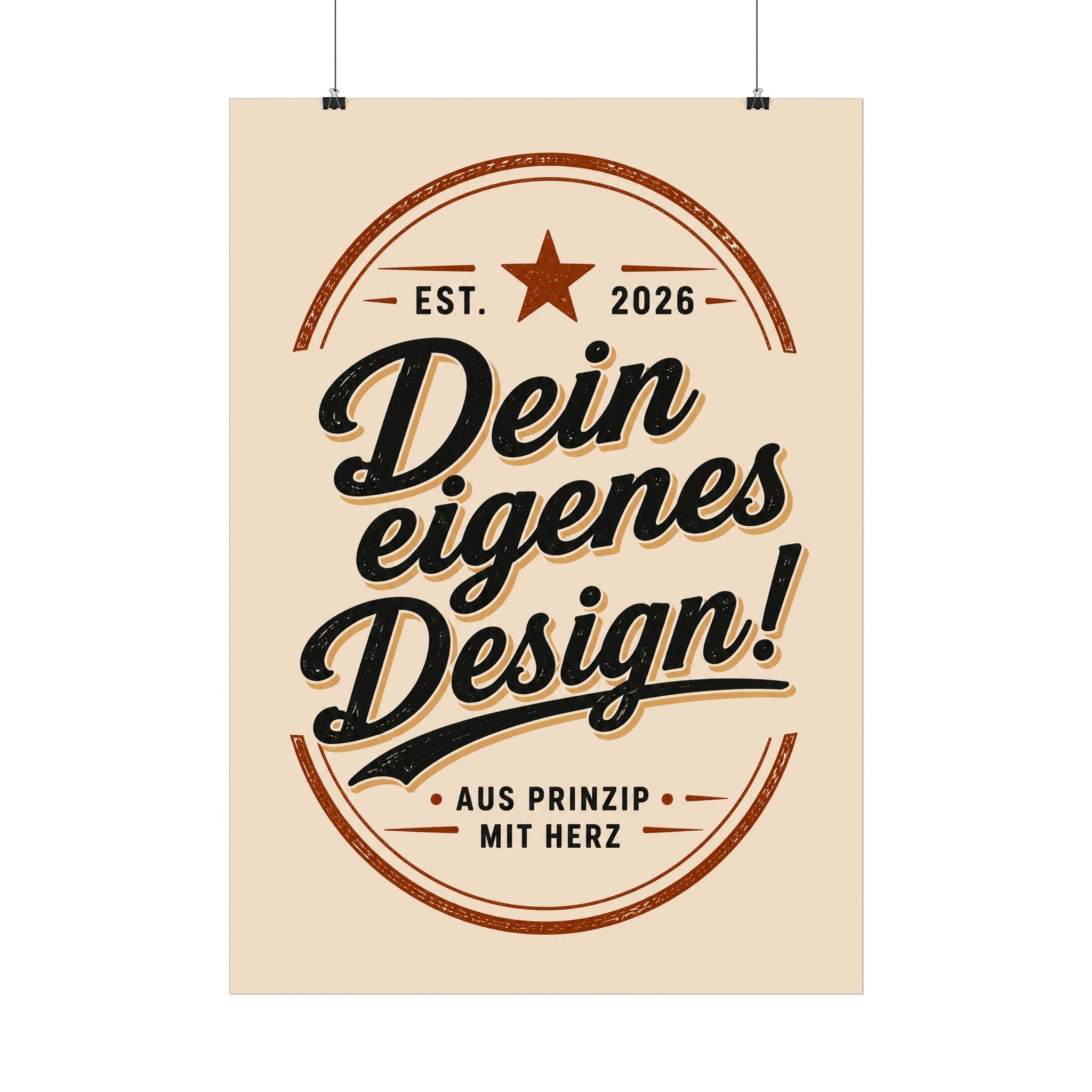 Poster - 'Dein eigenes Design!': Vintage Badge Typography Wall Art