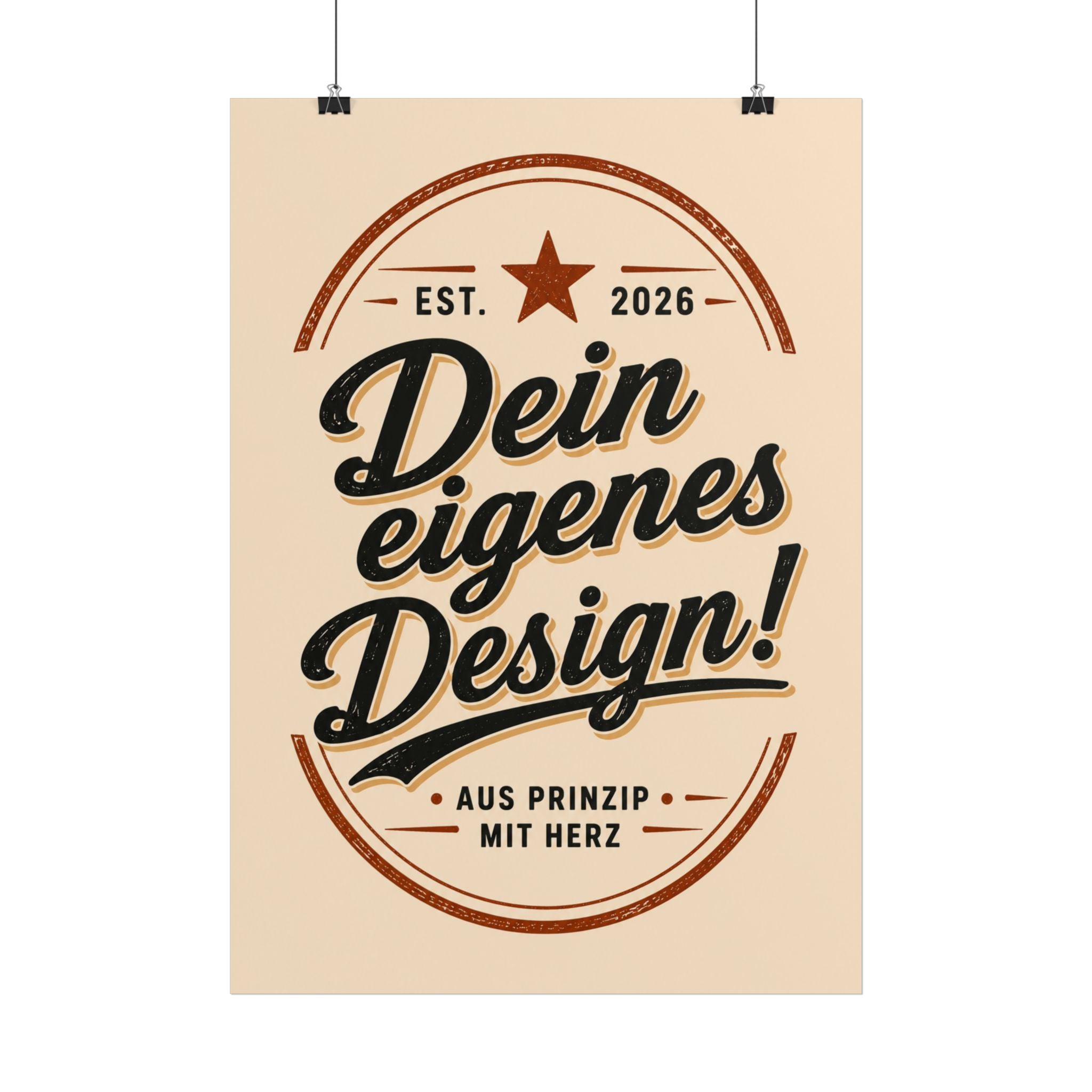 Poster - 'Dein eigenes Design!': Vintage Badge Typography Wall Art