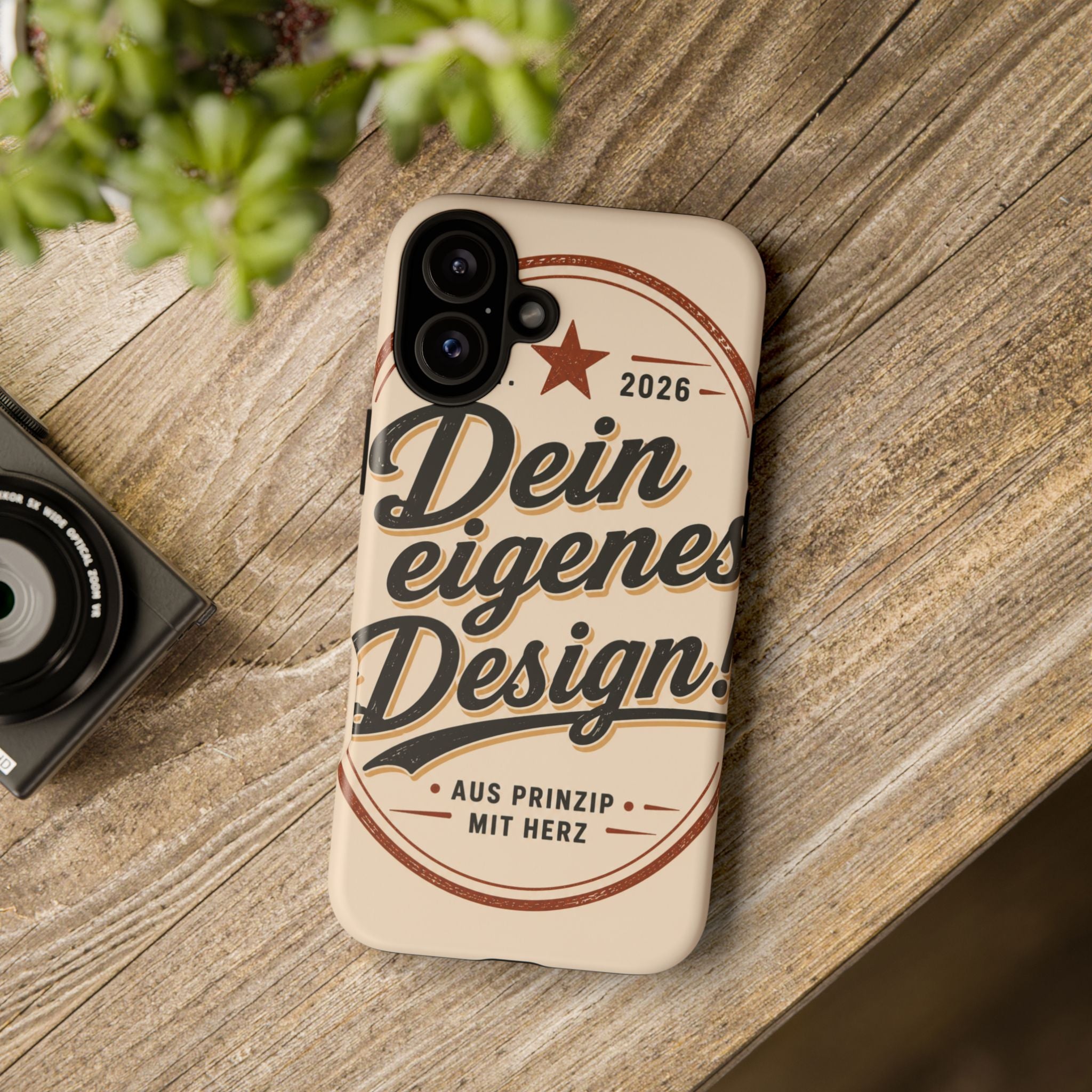 Custom Tough Phone Case — "Dein eigenes Design" Vintage Script Tough Case