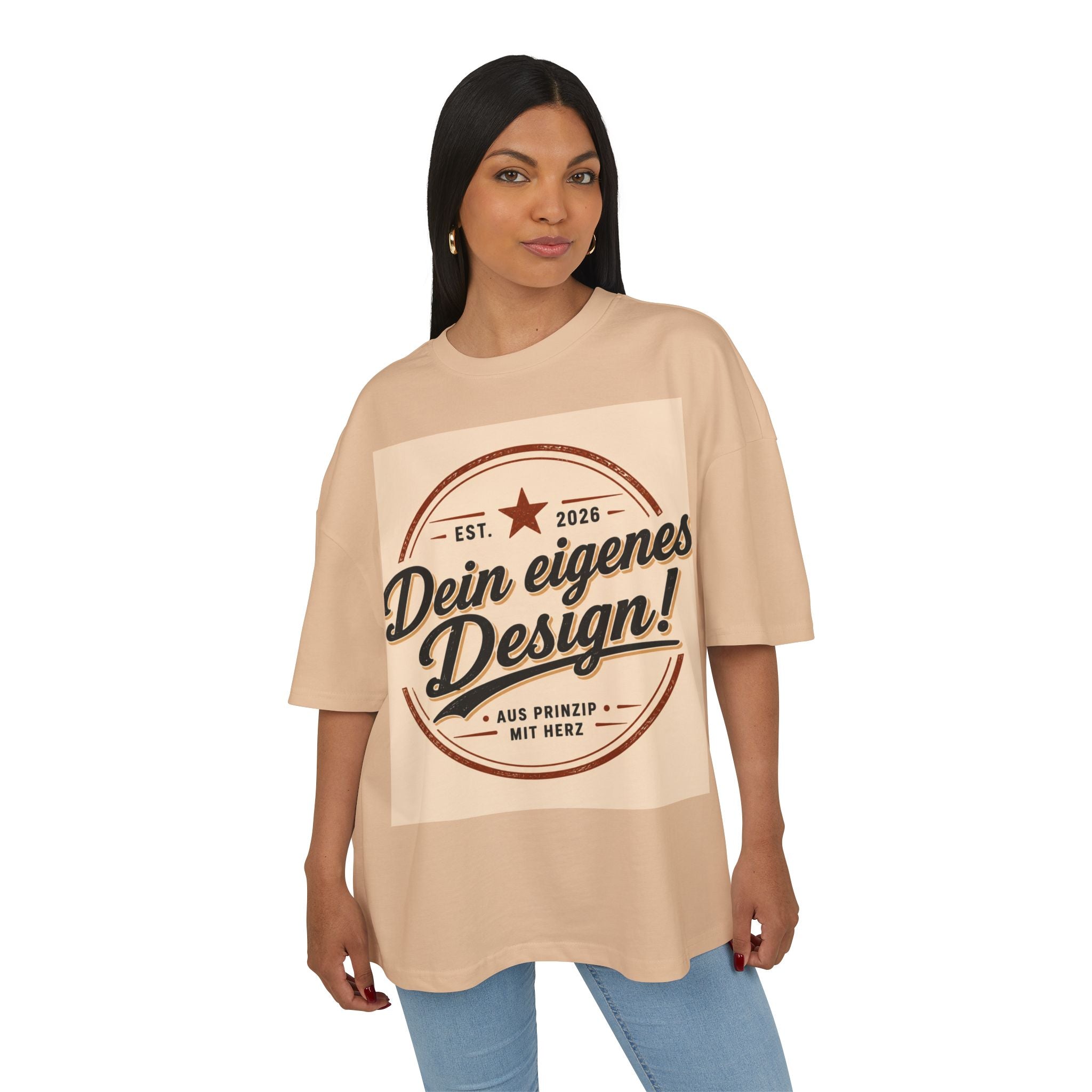 Vintage Badge T-Shirt — "Dein eigenes Design!" Retro Logo Tee