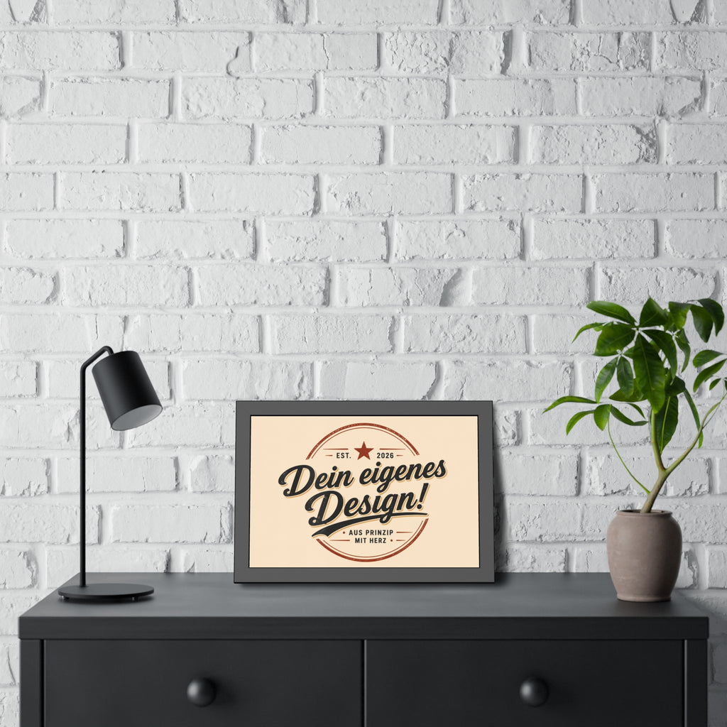 Framed Poster — Custom 'Dein eigenes Design!' Wall Art (Vintage Badge)
