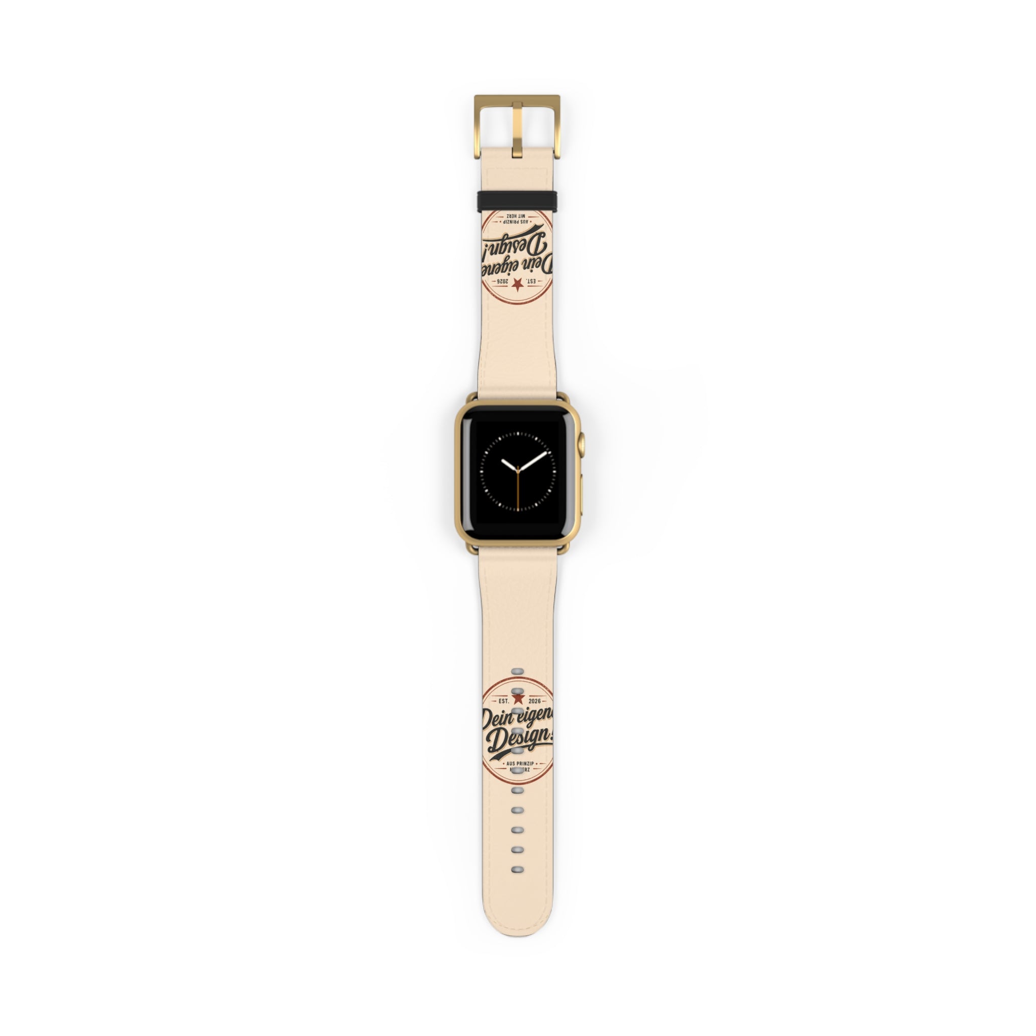 Vintage Stamp Leather Watch Band — Custom 'Dein eigenes Design' Accent