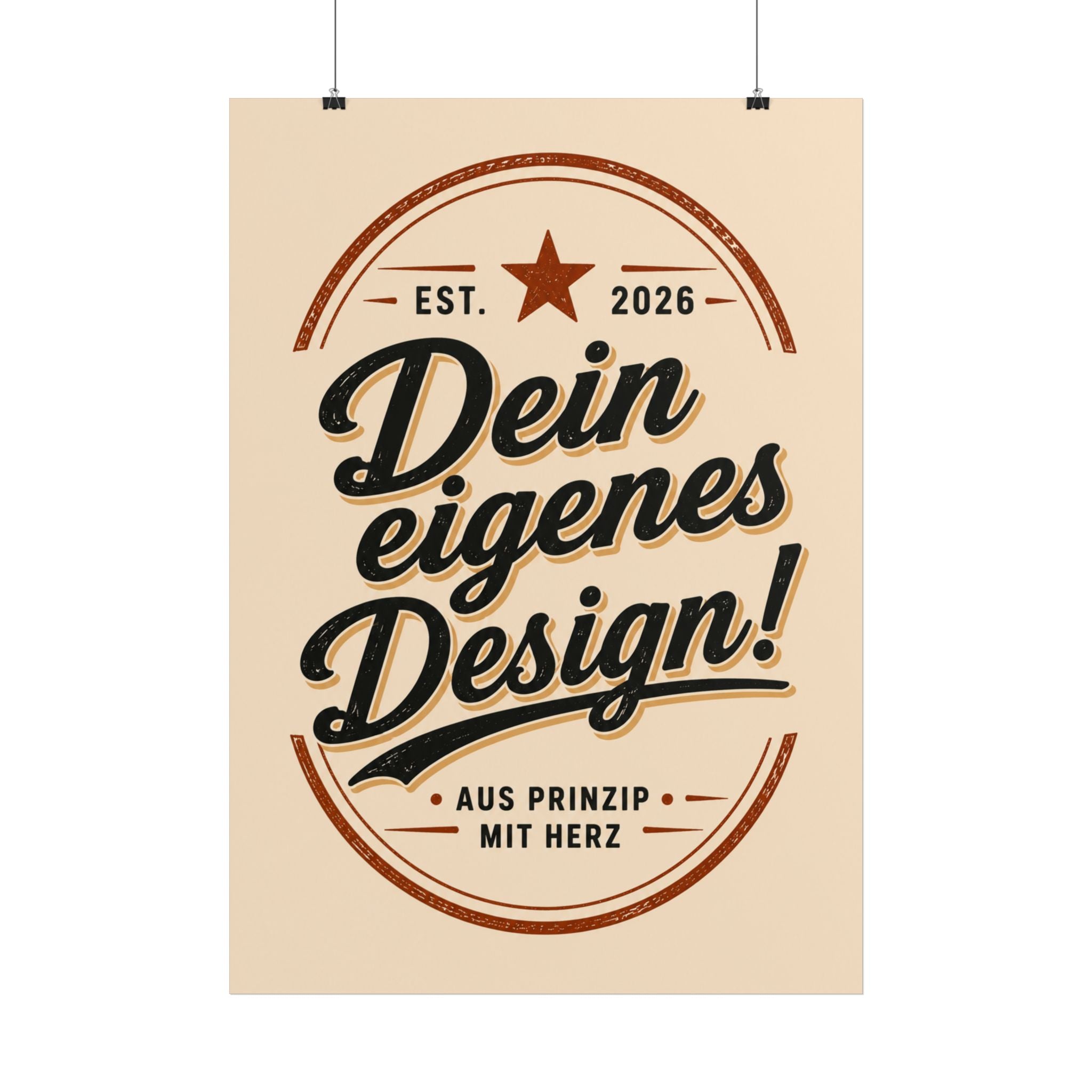 Poster - 'Dein eigenes Design!': Vintage Badge Typography Wall Art