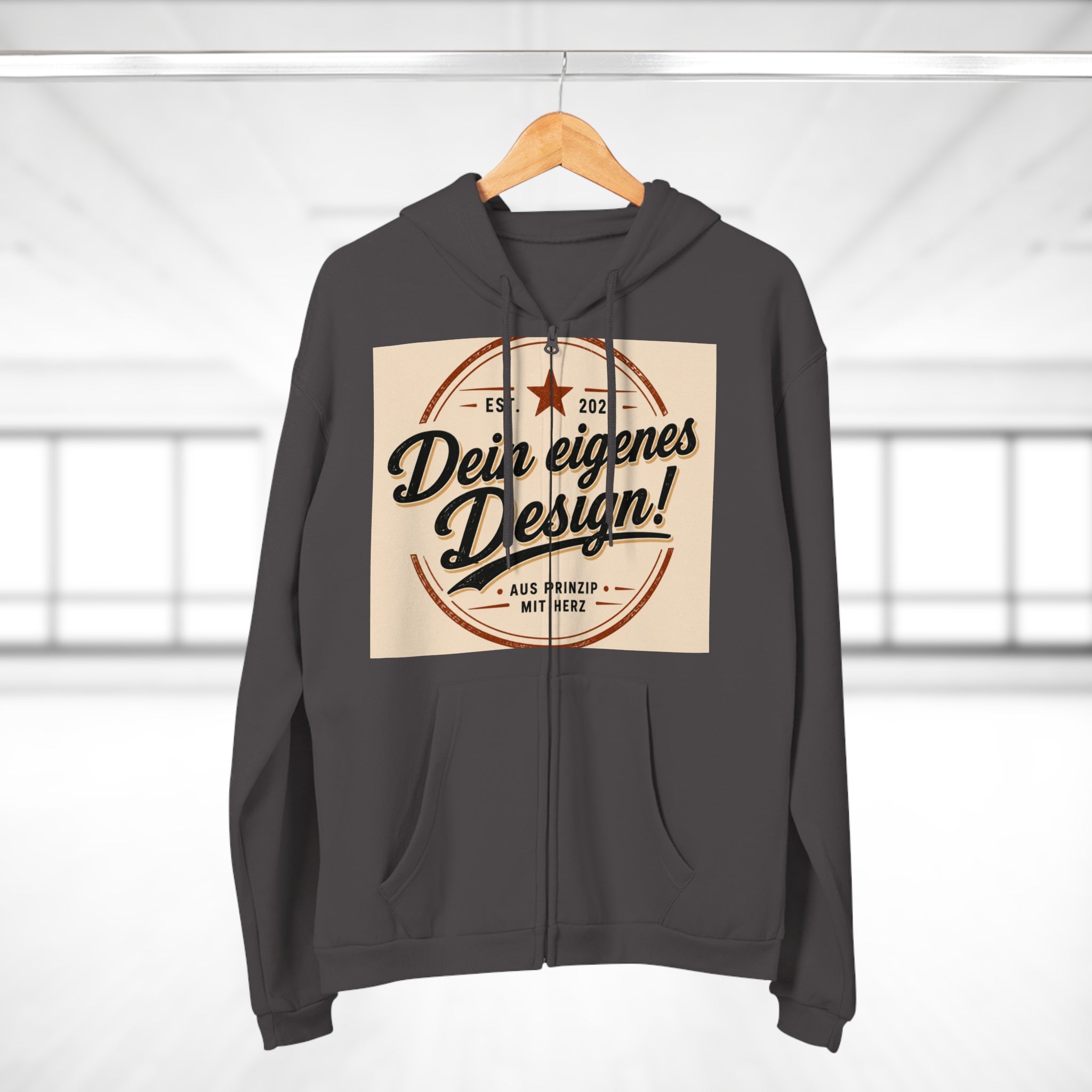 Vintage Badge Zip Hoodie – "Dein eigenes Design!" Graphic