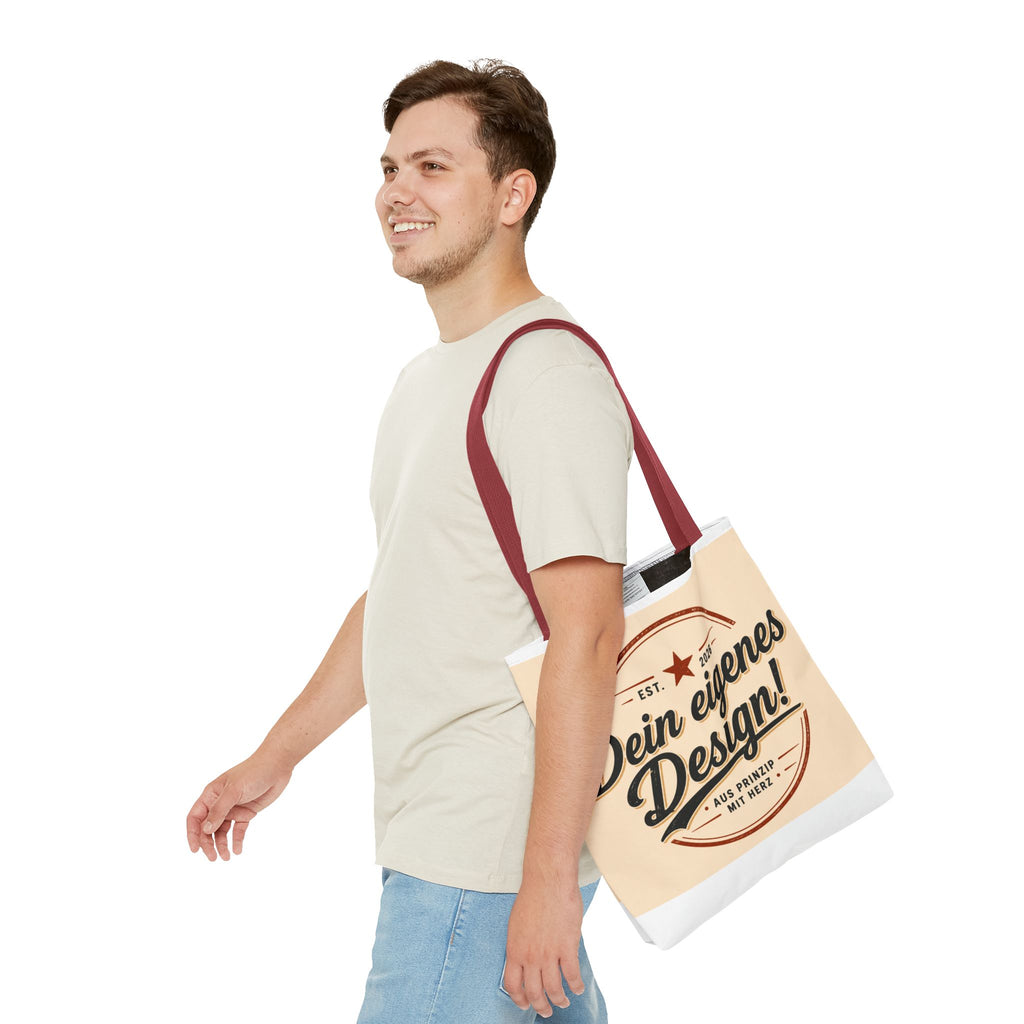 Custom Design Tote Bag — "Dein eigenes Design!" Vintage Emblem Canvas Shopper
