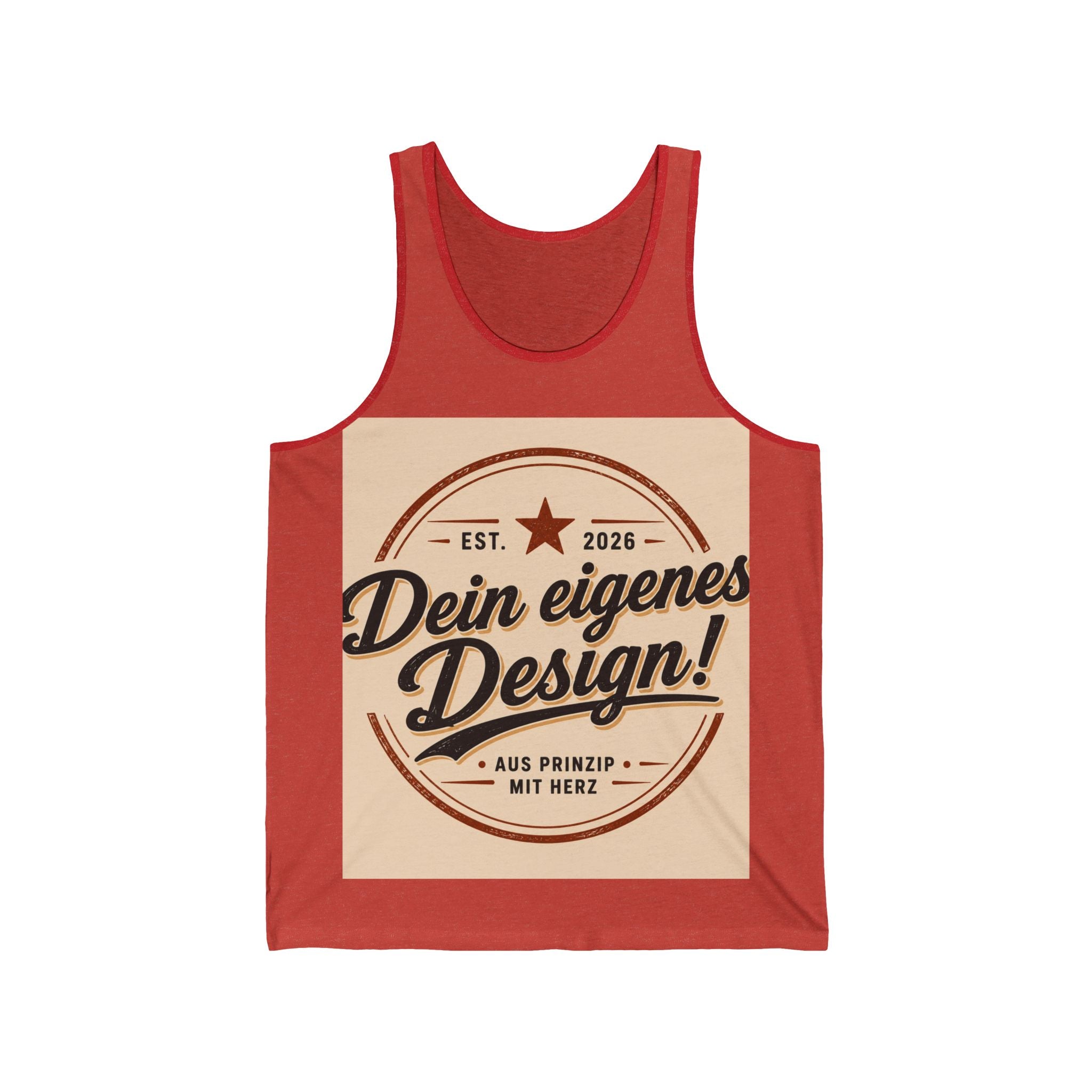 Retro Badge Tank Top — "Dein eigenes Design!" Custom German Vintage Logo Tank