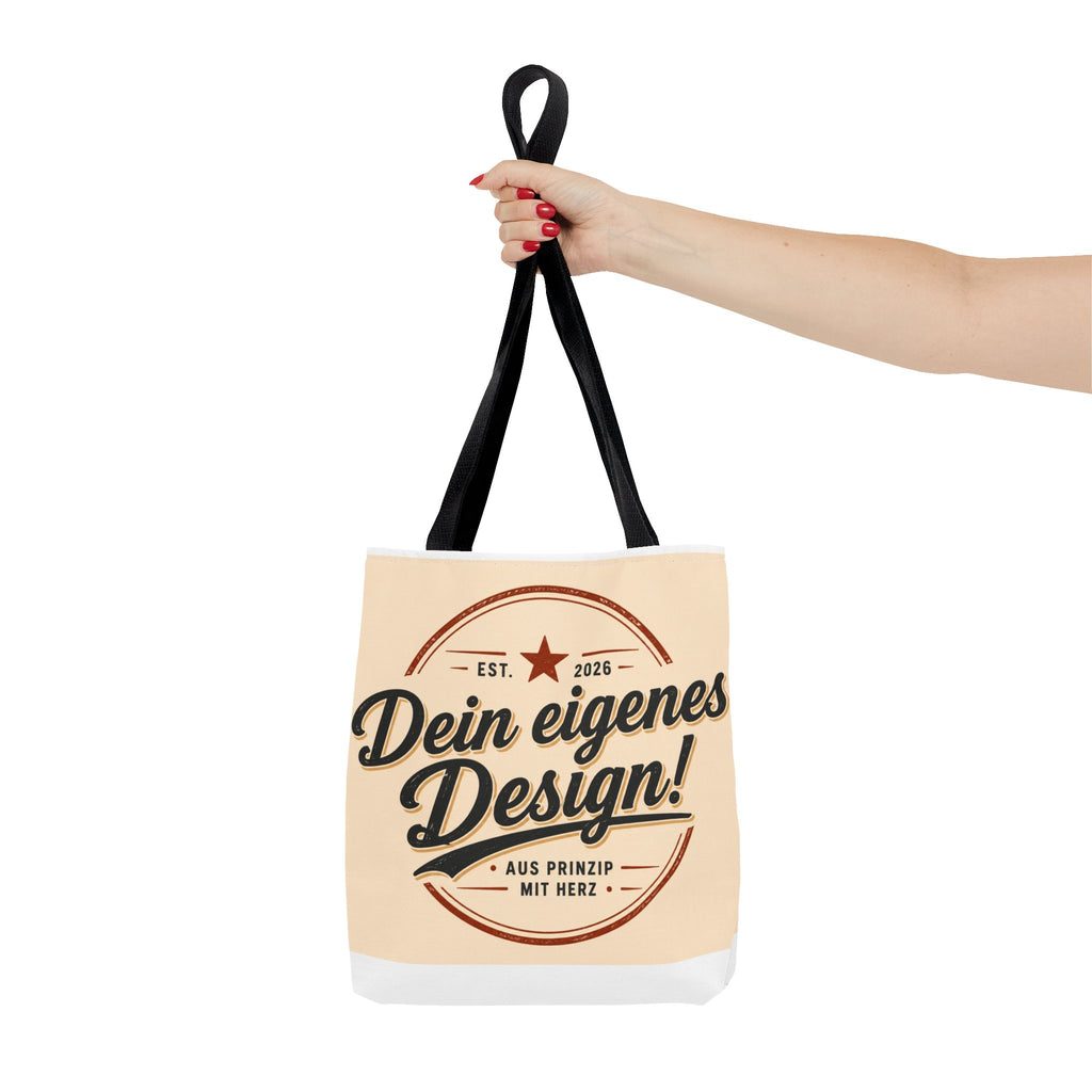 Custom Design Tote Bag — "Dein eigenes Design!" Vintage Emblem Canvas Shopper