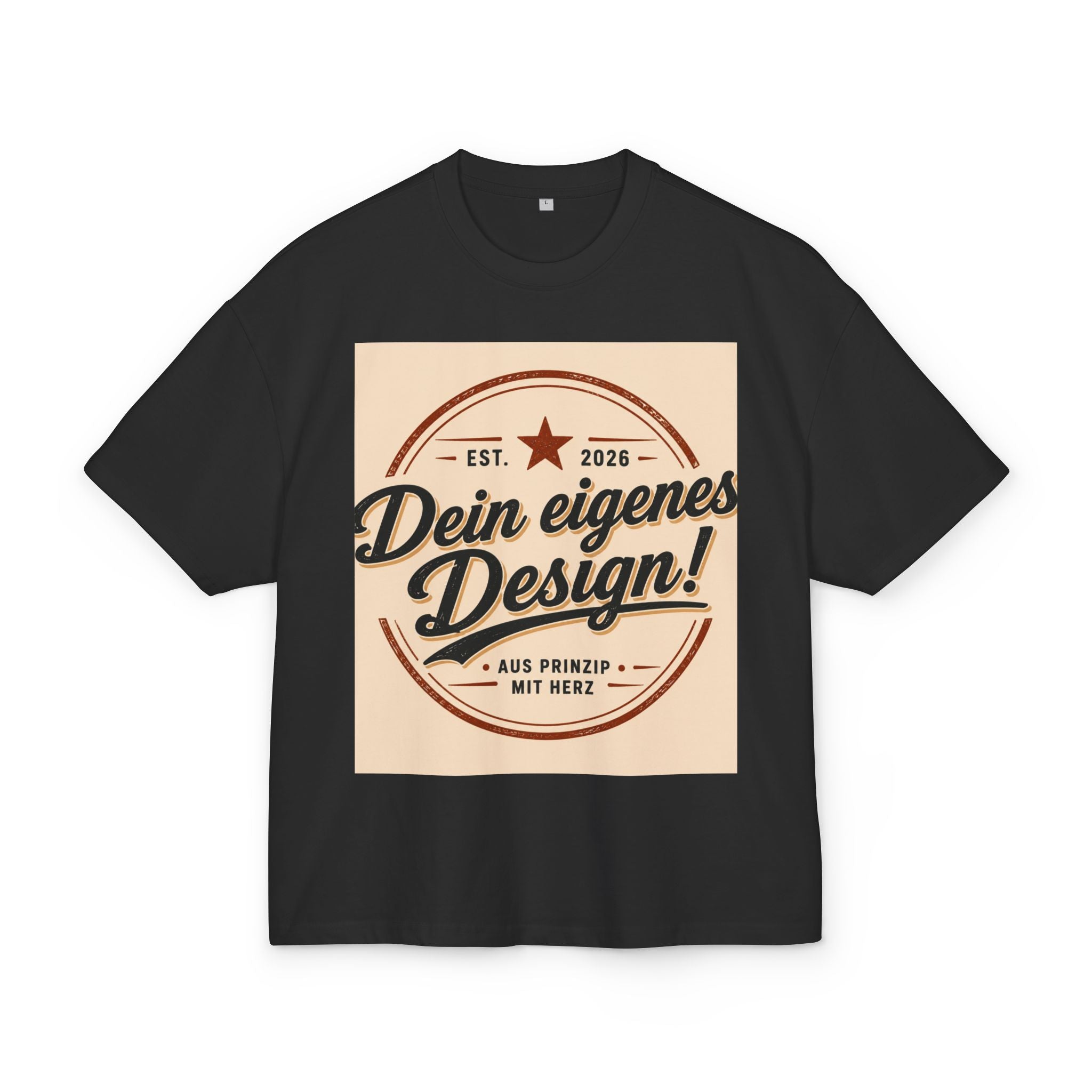 Vintage Badge T-Shirt — "Dein eigenes Design!" Retro Logo Tee
