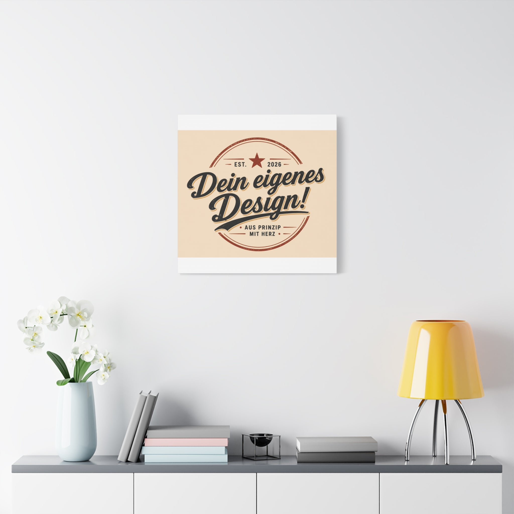 Matte Stretched Canvas - "Dein eigenes Design!" Vintage Badge Wall Art