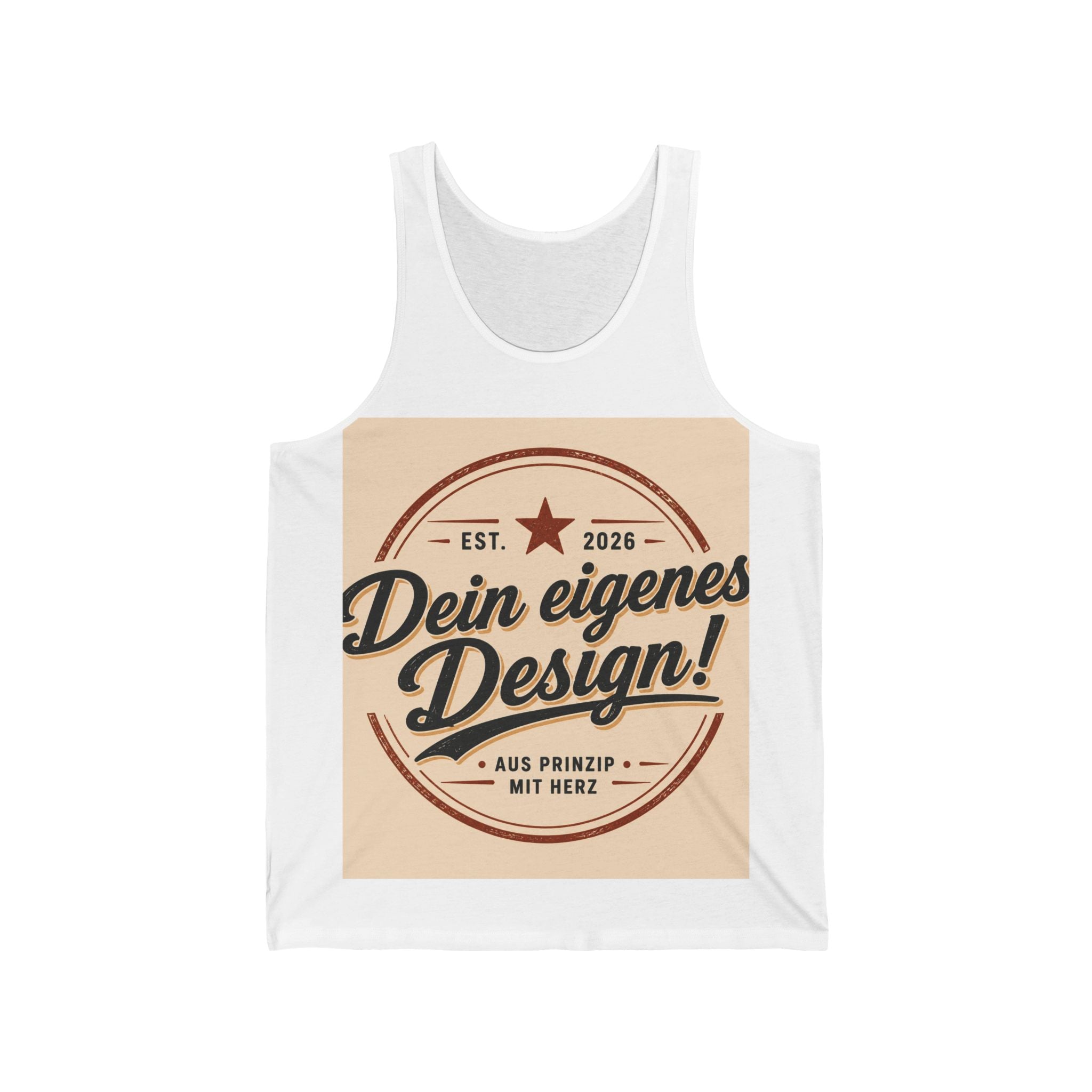Retro Badge Tank Top — "Dein eigenes Design!" Custom German Vintage Logo Tank