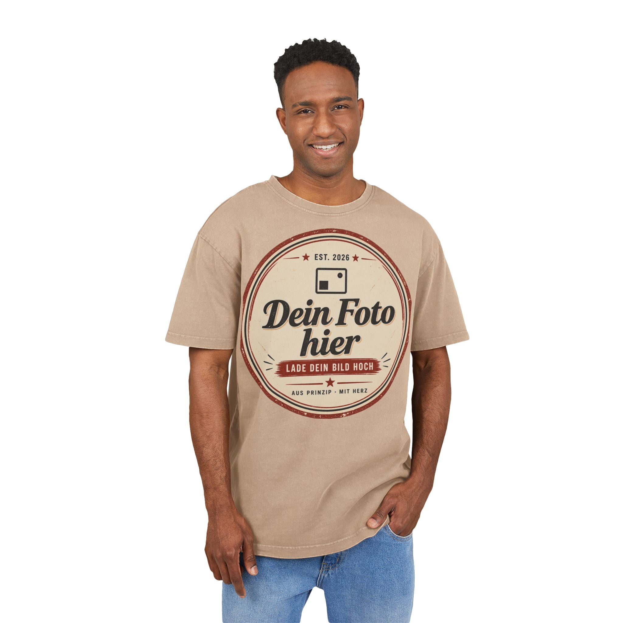 Oversized T-Shirt personalized Acid Wash – Design your own photo