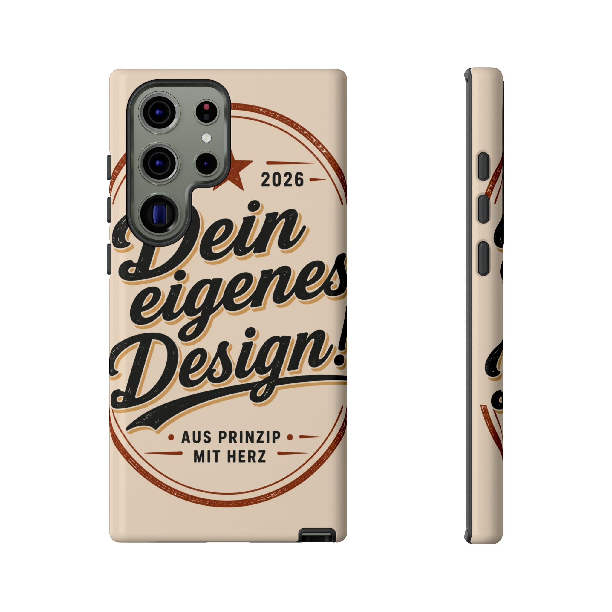 Custom Tough Phone Case — "Dein eigenes Design" Vintage Script Tough Case