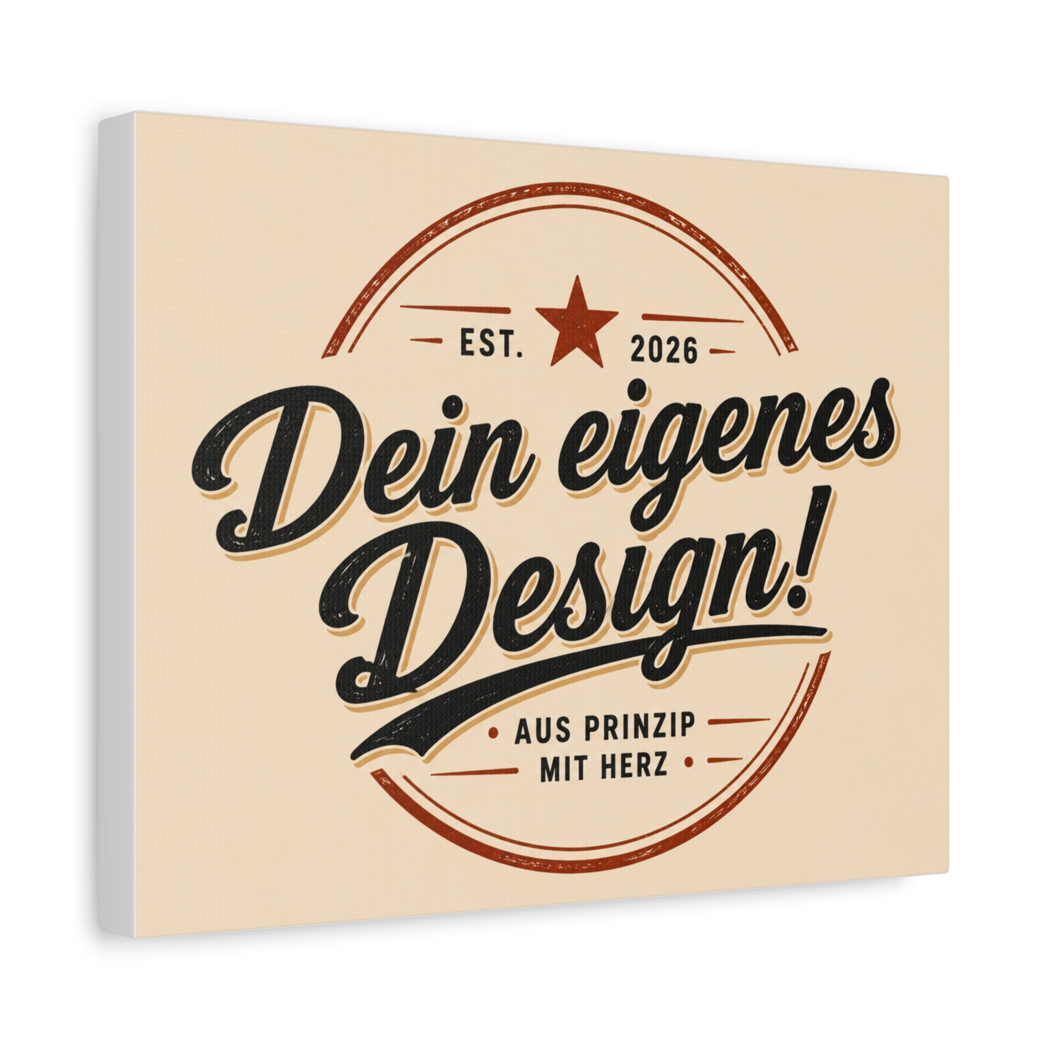 Matte Stretched Canvas - "Dein eigenes Design!" Vintage Badge Wall Art
