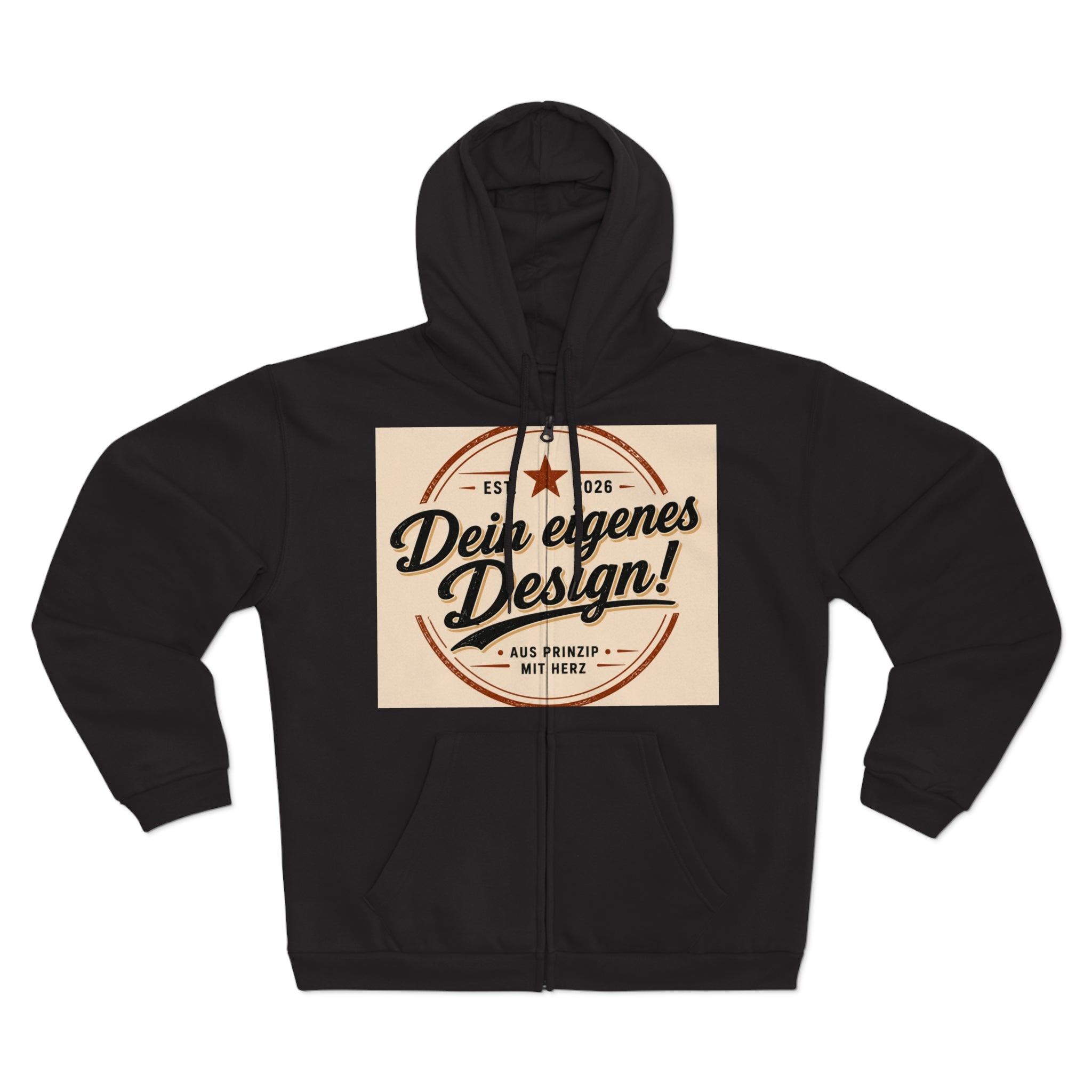 Vintage Badge Zip Hoodie – "Dein eigenes Design!" Graphic