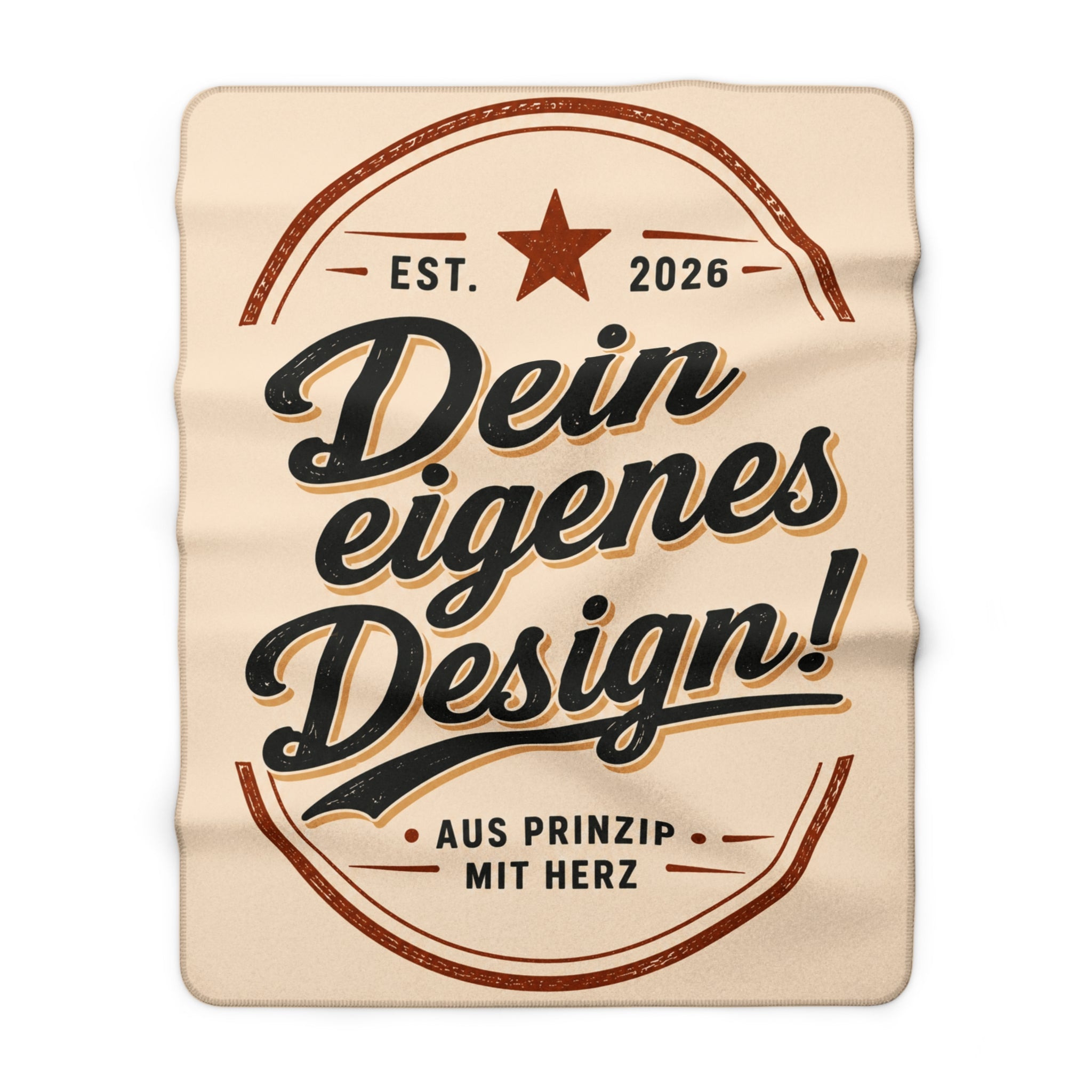 Sherpa Fleece Blanket – "Dein eigenes Design!" Retro Badge Cozy Throw