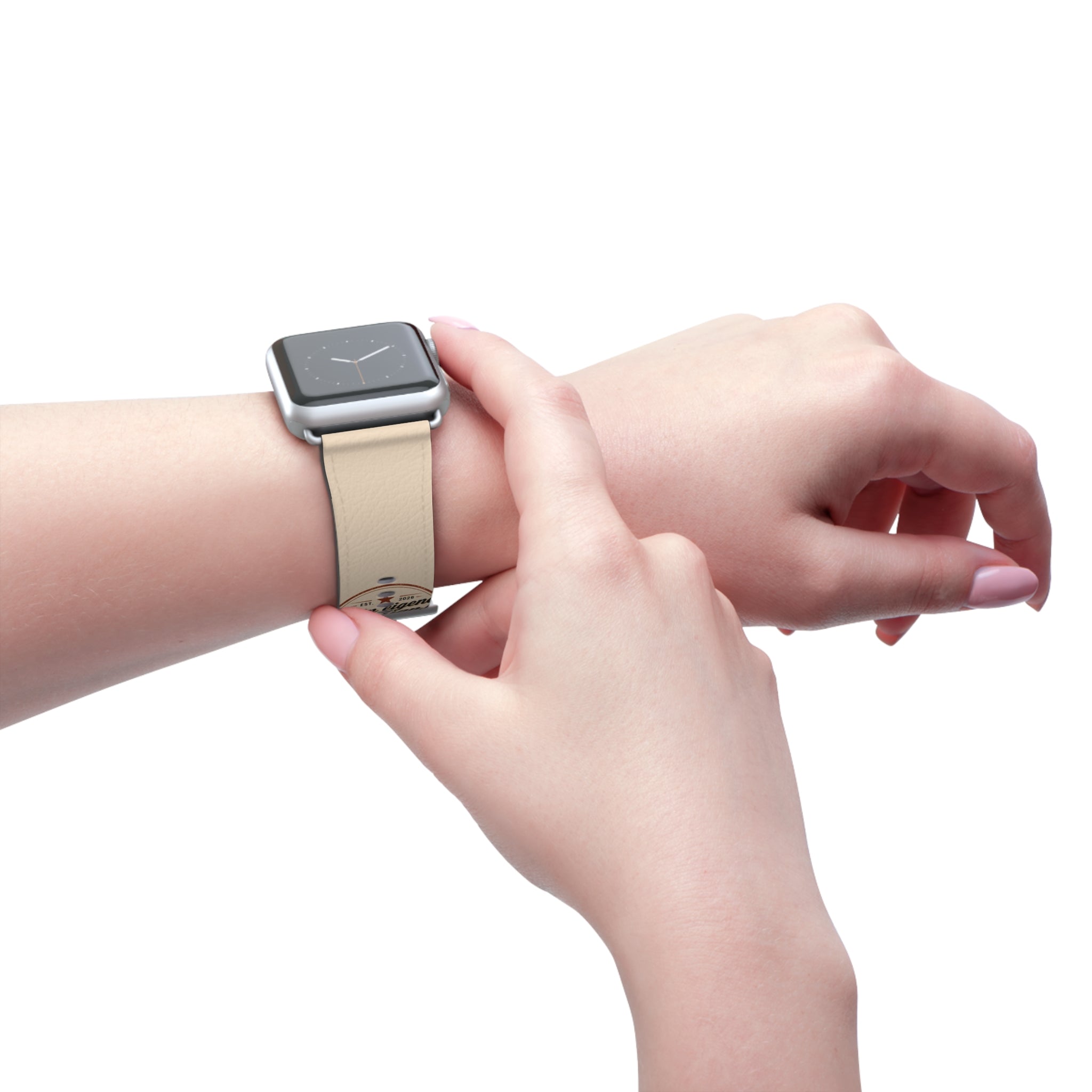 Vintage Stamp Leather Watch Band — Custom 'Dein eigenes Design' Accent