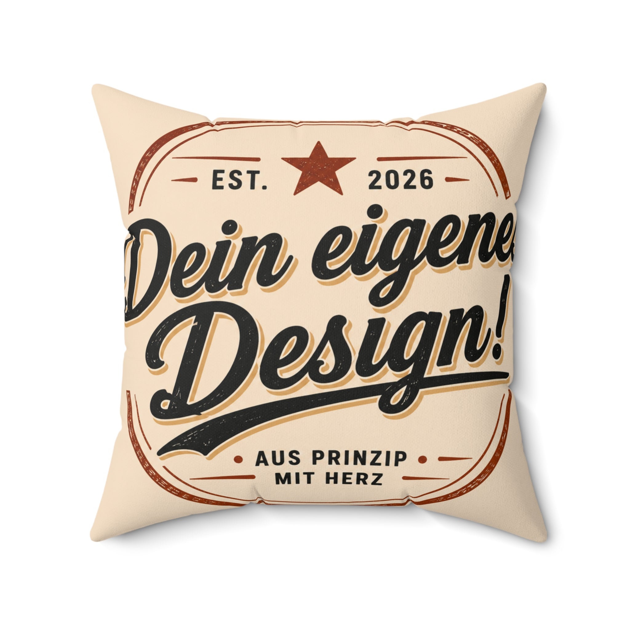 Vintage Script Decorative Pillow — "Dein eigenes Design!" Square Throw Pillow