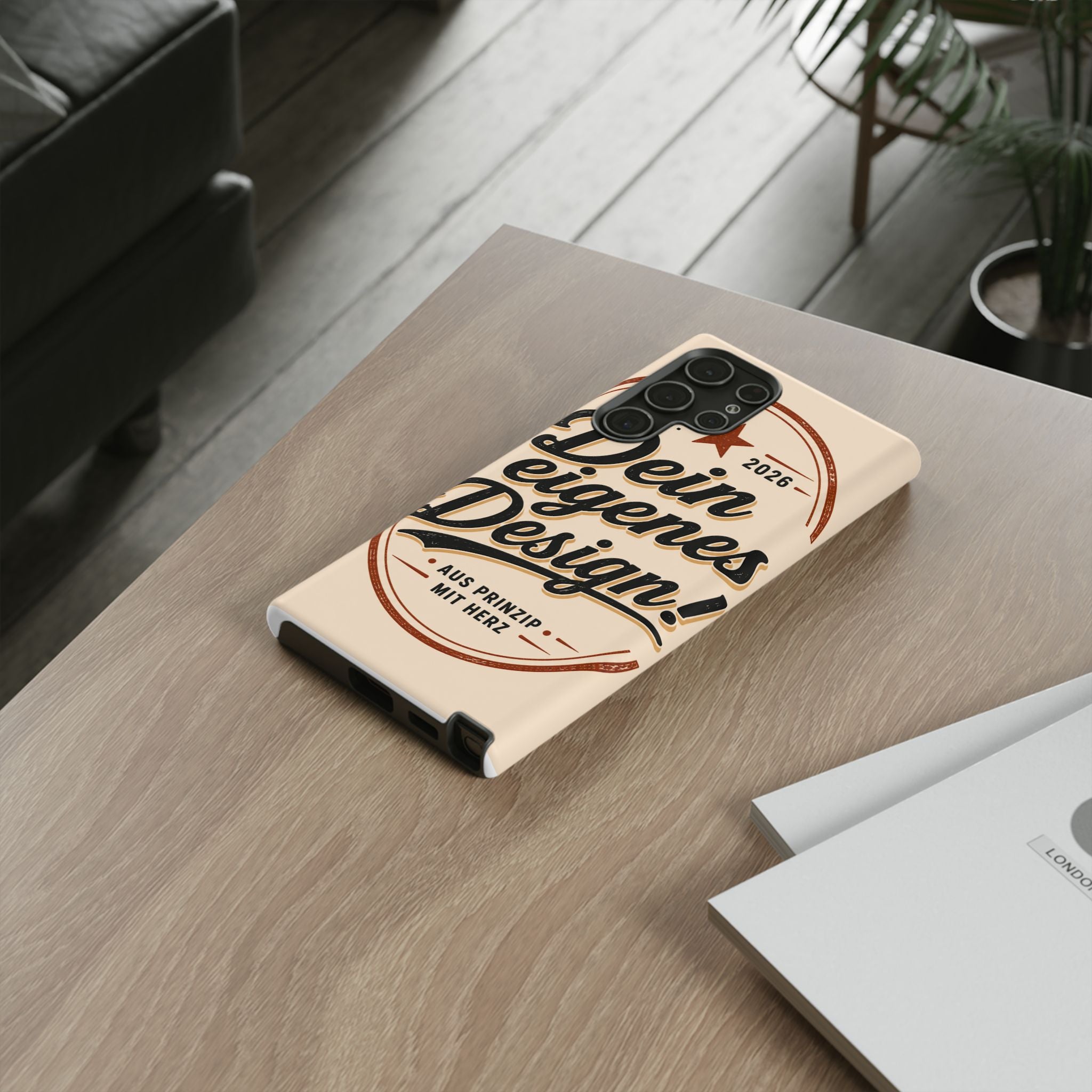 Custom Tough Phone Case — "Dein eigenes Design" Vintage Script Tough Case