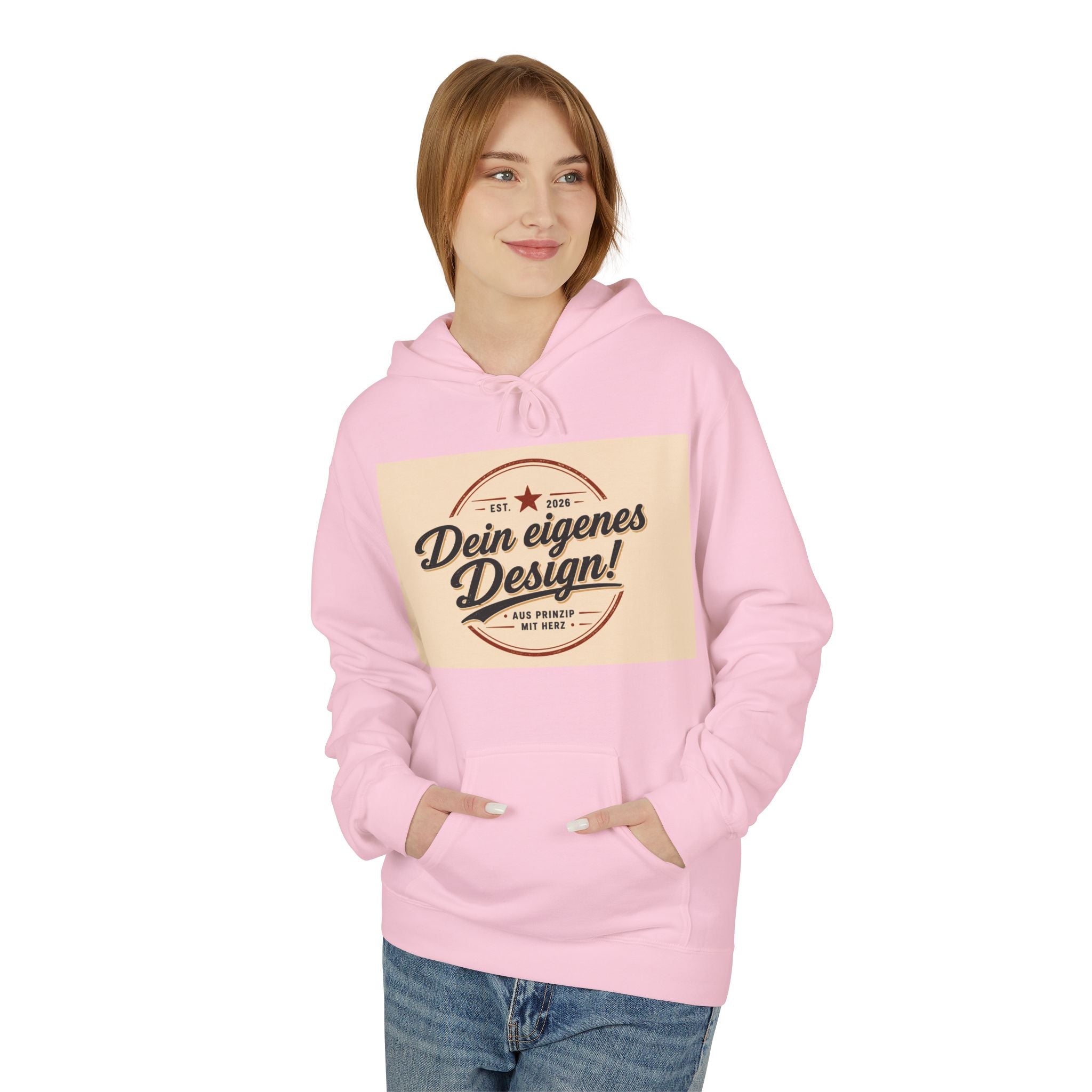 Hoodie — Custom Vintage Badge Design (Dein eigenes Design!)