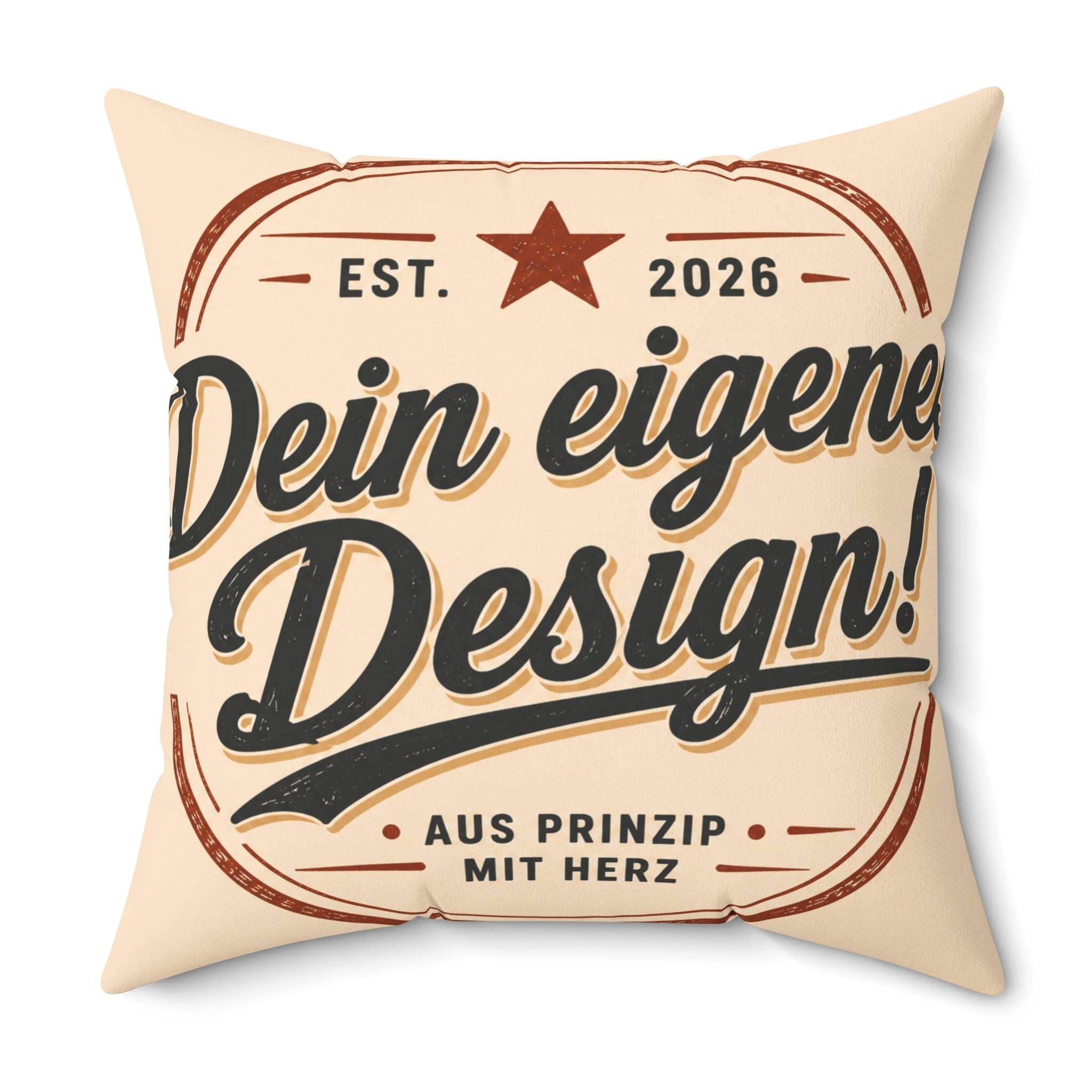 Vintage Script Decorative Pillow — "Dein eigenes Design!" Square Throw Pillow