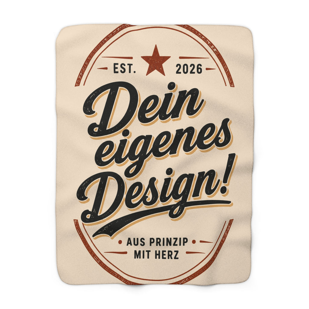 Sherpa Fleece Blanket – "Dein eigenes Design!" Retro Badge Cozy Throw