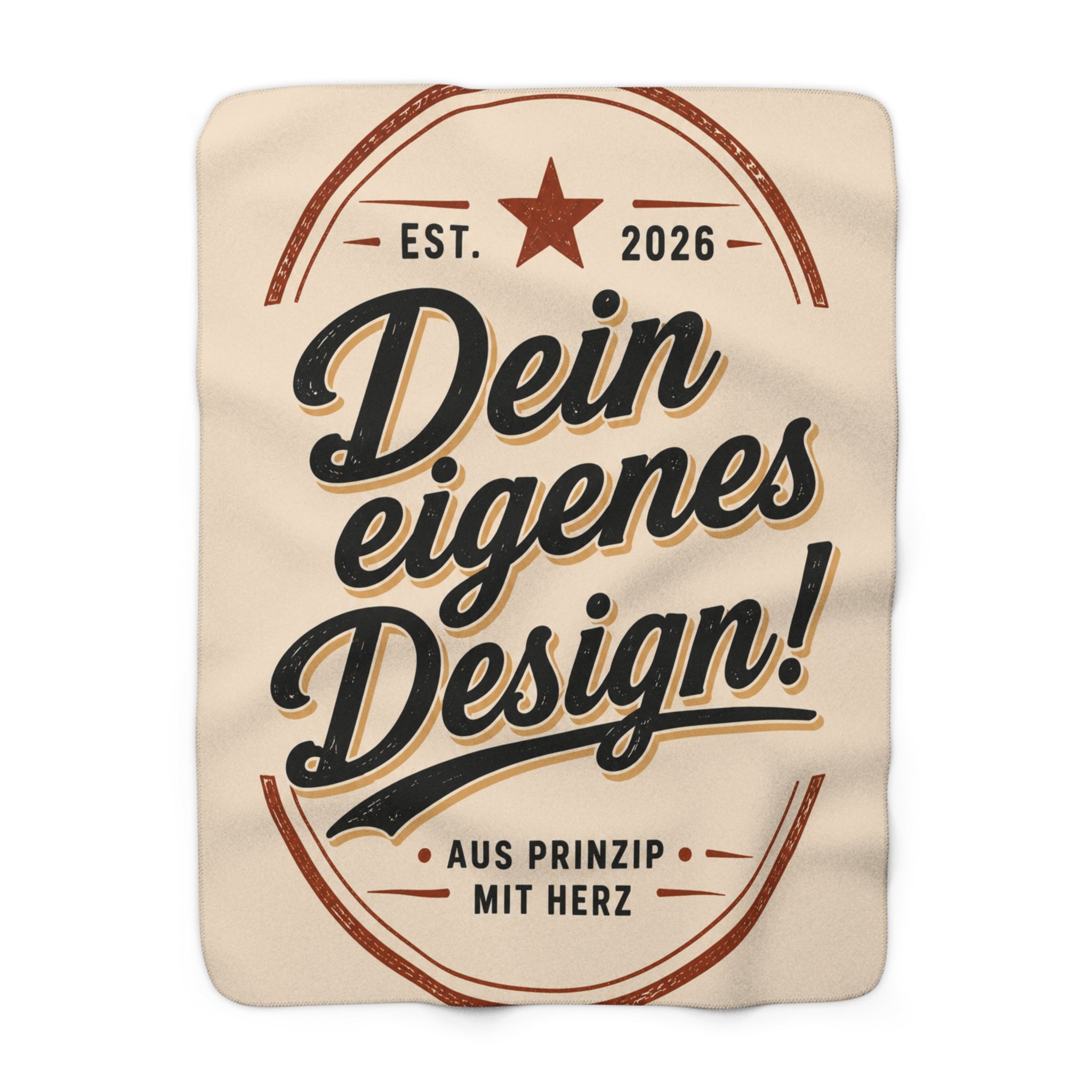 Sherpa Fleece Blanket – "Dein eigenes Design!" Retro Badge Cozy Throw