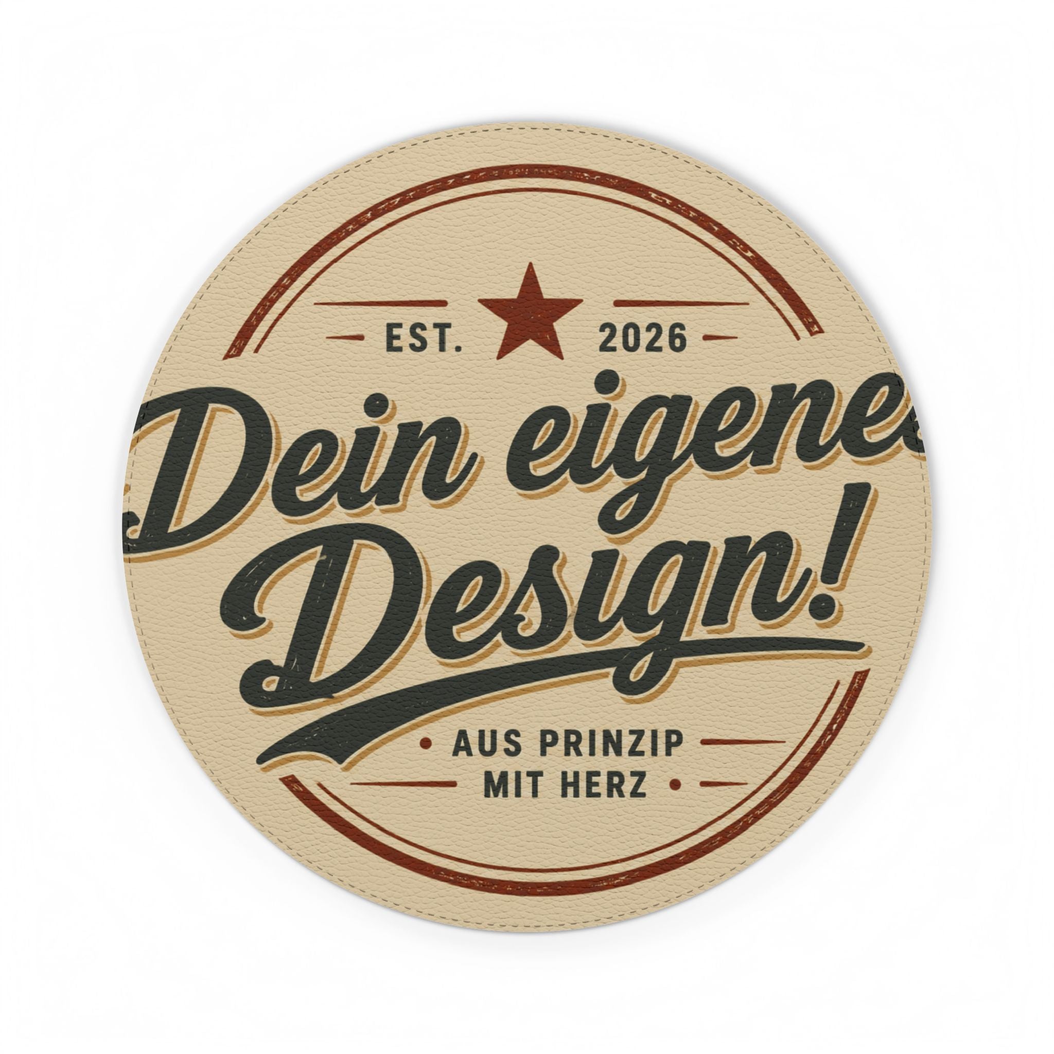 Mouse Mat — Vintage German 'Dein eigenes Design! (Est. 2026)' PU Leather Desk Pad