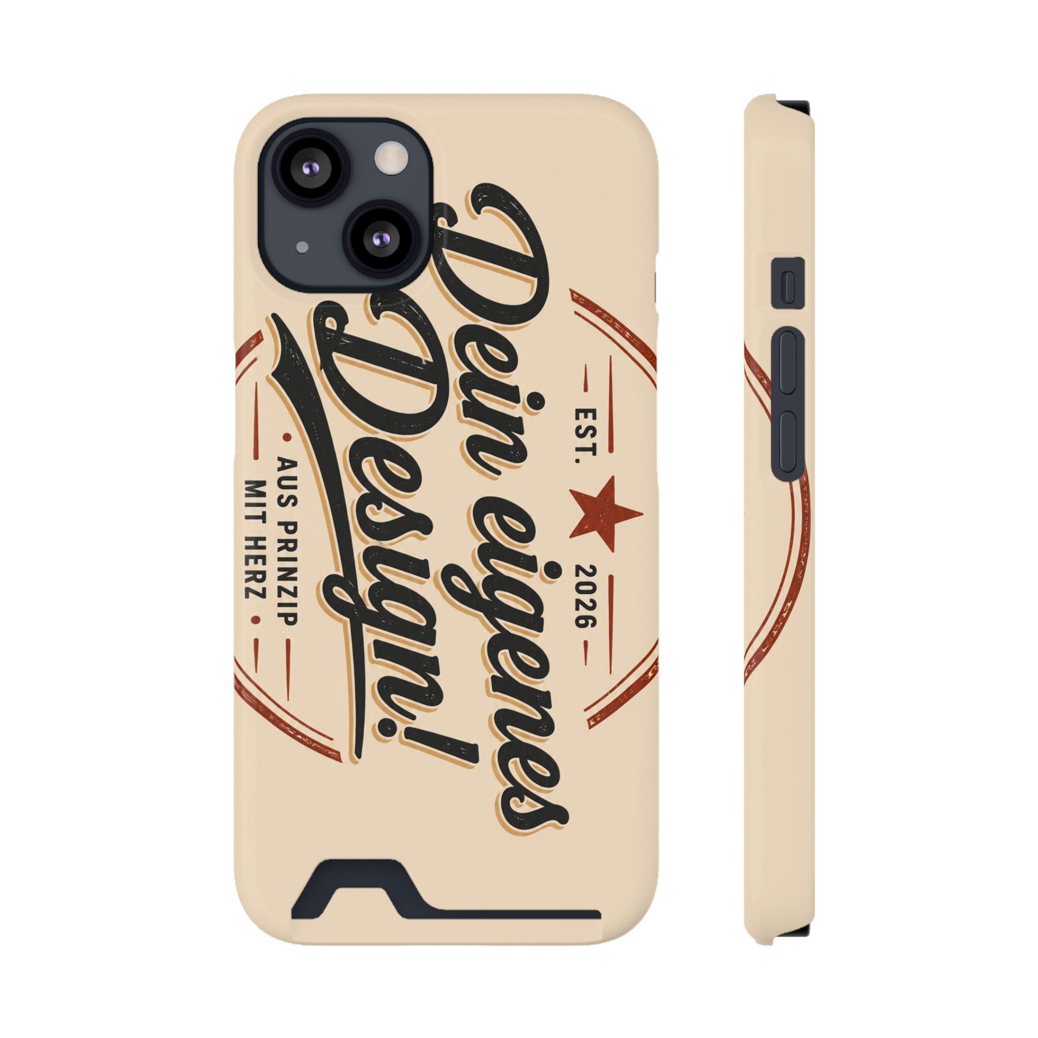 Retro Script Phone Case with Card Holder — "Dein eigenes Design!"