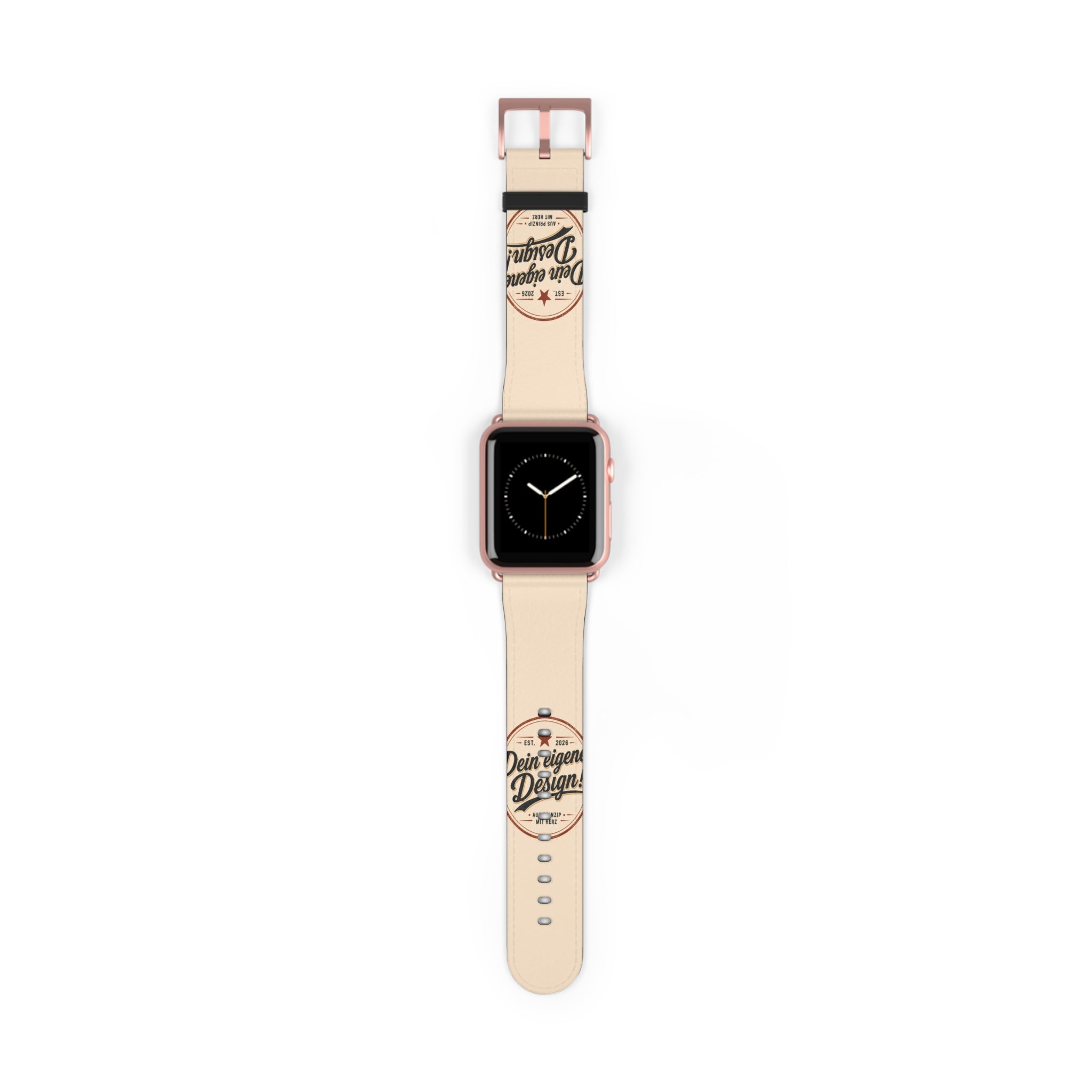 Vintage Stamp Leather Watch Band — Custom 'Dein eigenes Design' Accent