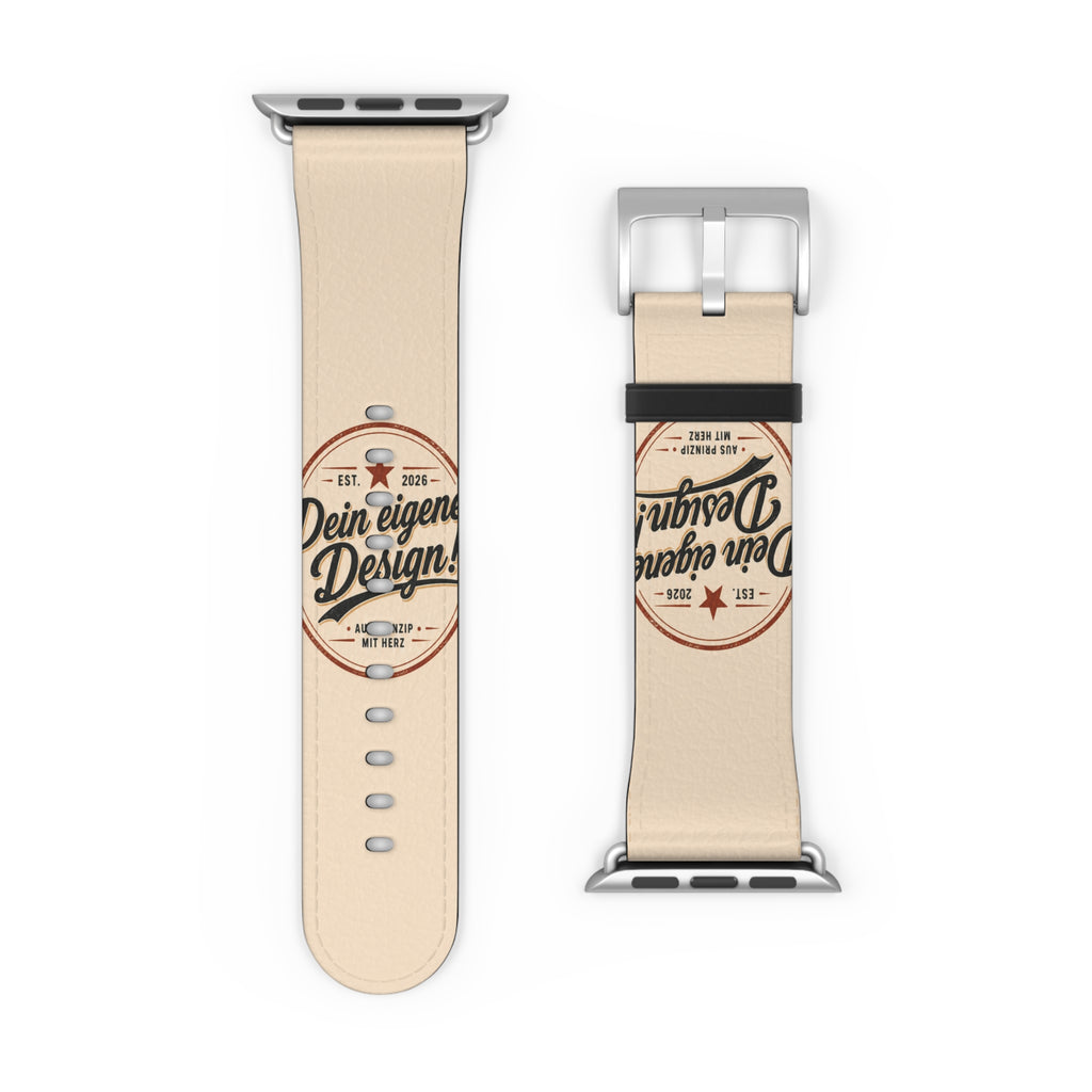 Vintage Stamp Leather Watch Band — Custom 'Dein eigenes Design' Accent