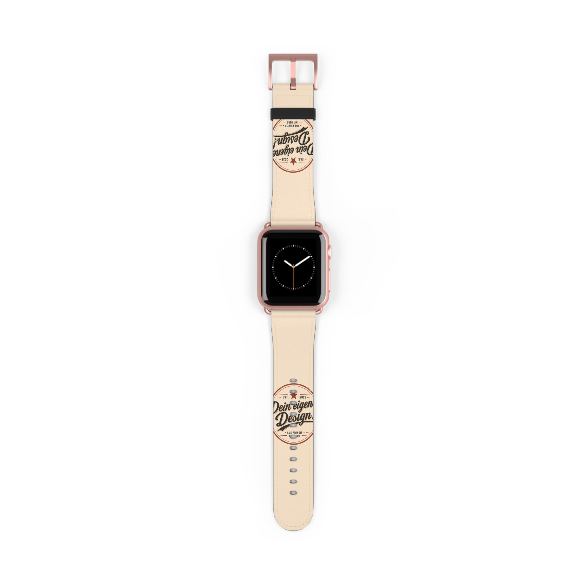 Vintage Stamp Leather Watch Band — Custom 'Dein eigenes Design' Accent
