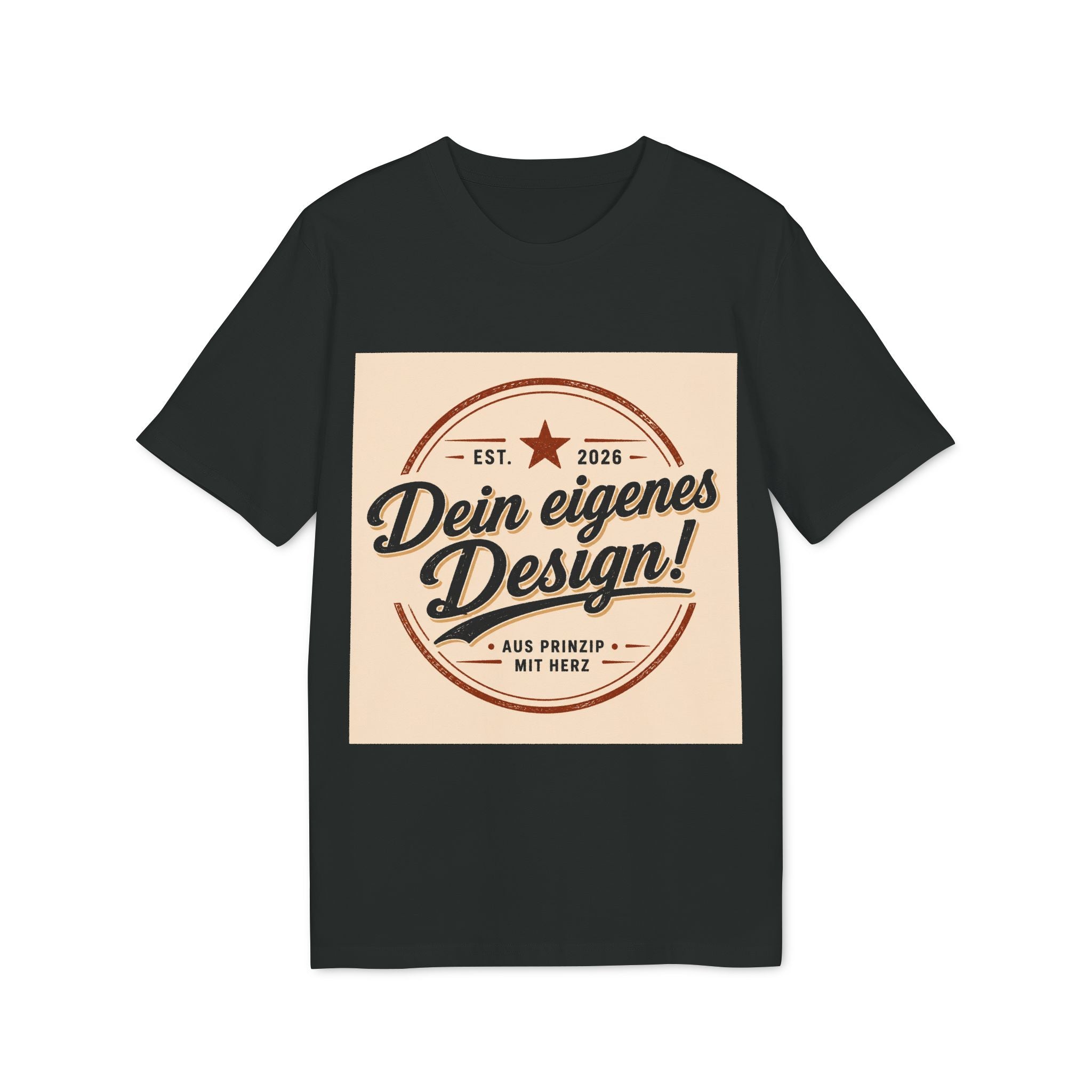 T-Shirt — Retro Stamp Design “Dein eigenes Design!” (Customizable Creator Tee)