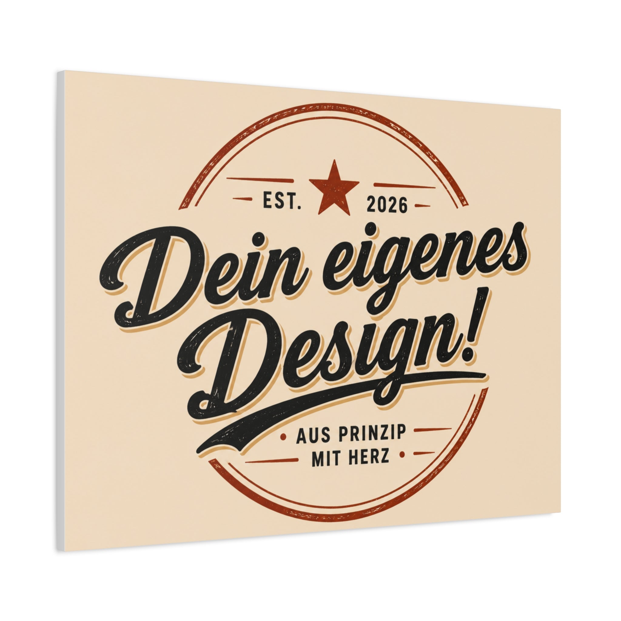 Matte Stretched Canvas - "Dein eigenes Design!" Vintage Badge Wall Art