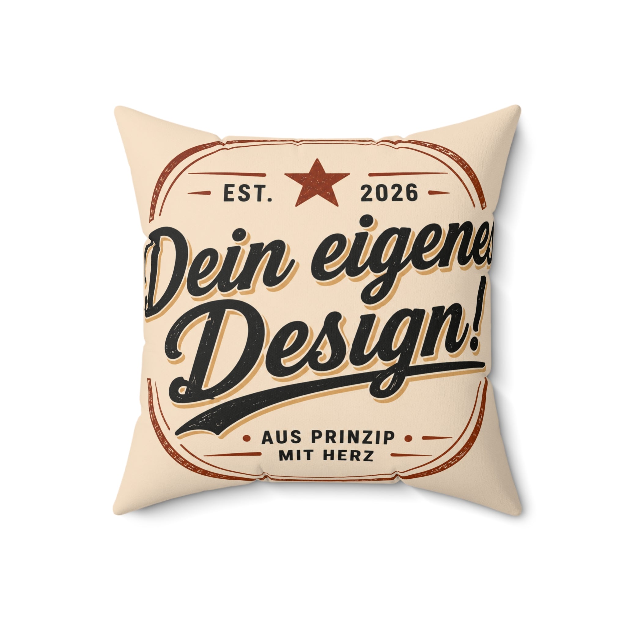 Vintage Script Decorative Pillow — "Dein eigenes Design!" Square Throw Pillow
