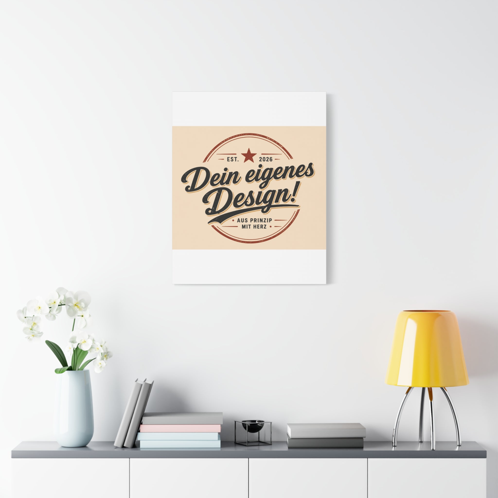 Matte Stretched Canvas - "Dein eigenes Design!" Vintage Badge Wall Art