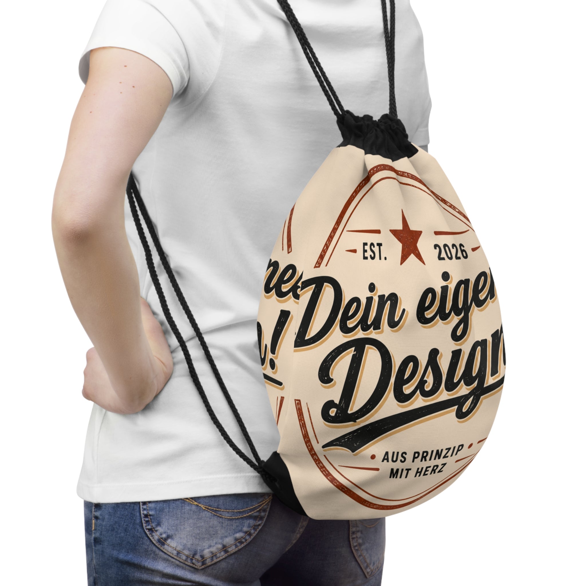 Drawstring Bag — 'Dein eigene Design!' Vintage German Typography Gym Sack