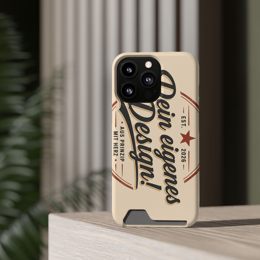 Retro Script Phone Case with Card Holder — "Dein eigenes Design!"