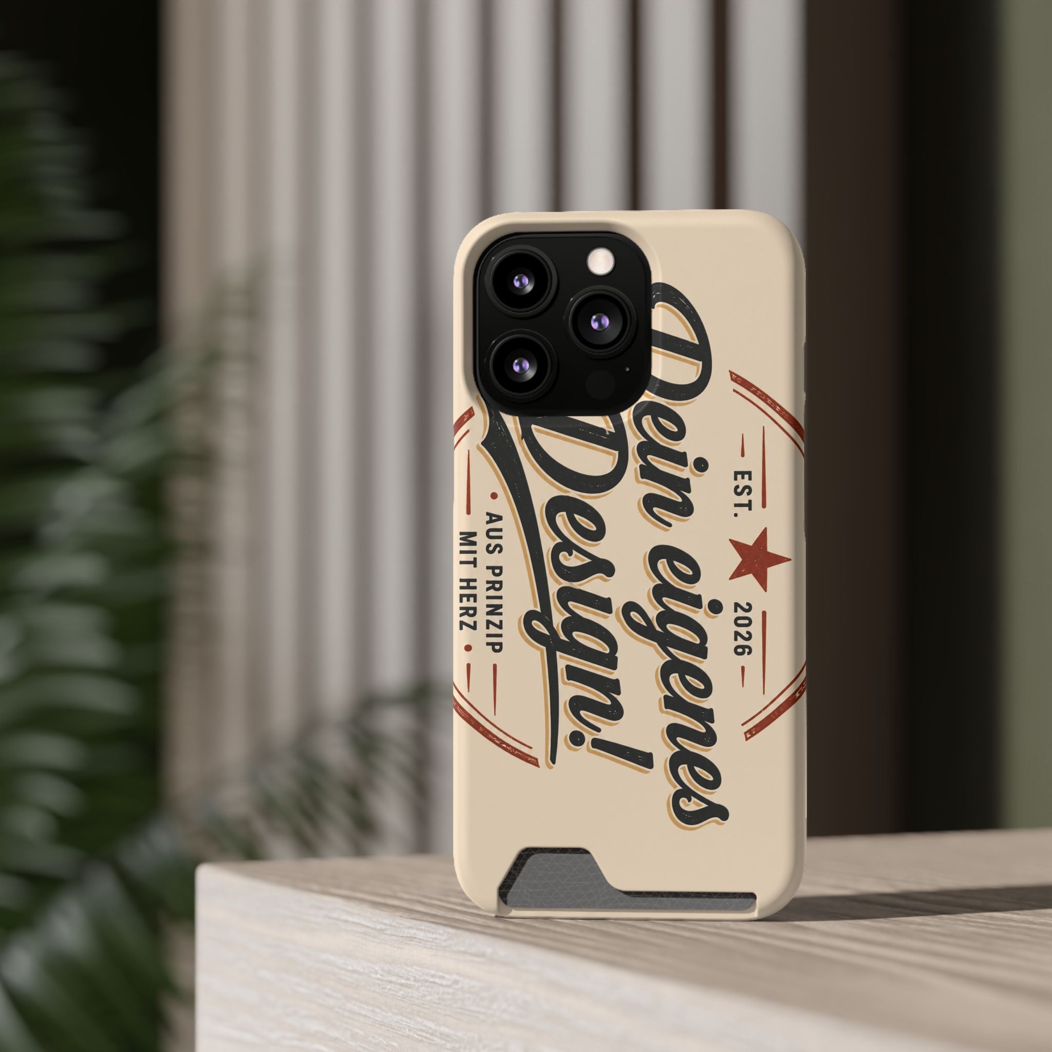Retro Script Phone Case with Card Holder — "Dein eigenes Design!"