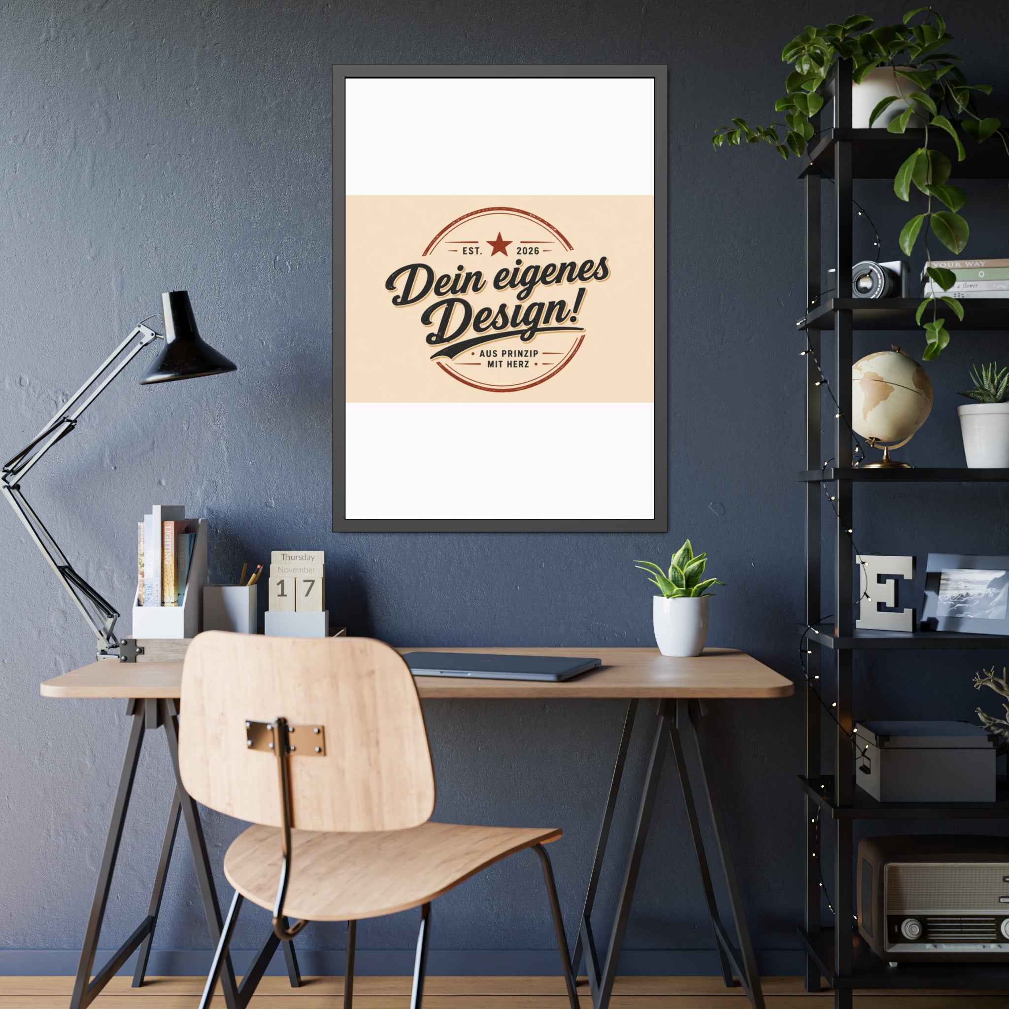 Framed Poster — Custom 'Dein eigenes Design!' Wall Art (Vintage Badge)