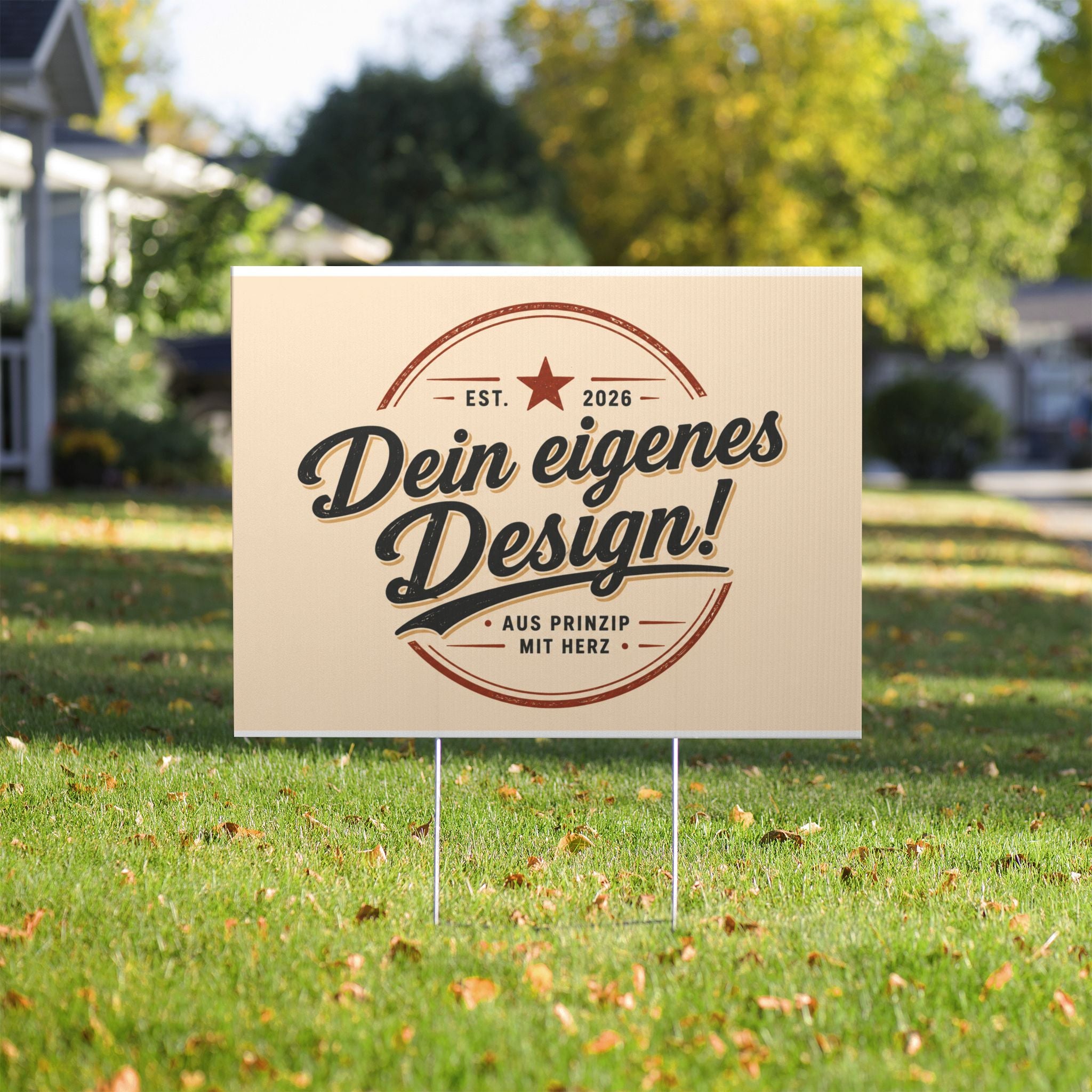Custom Yard Sign — Personalized Decorative Lawn Sign with Vintage Badge Design