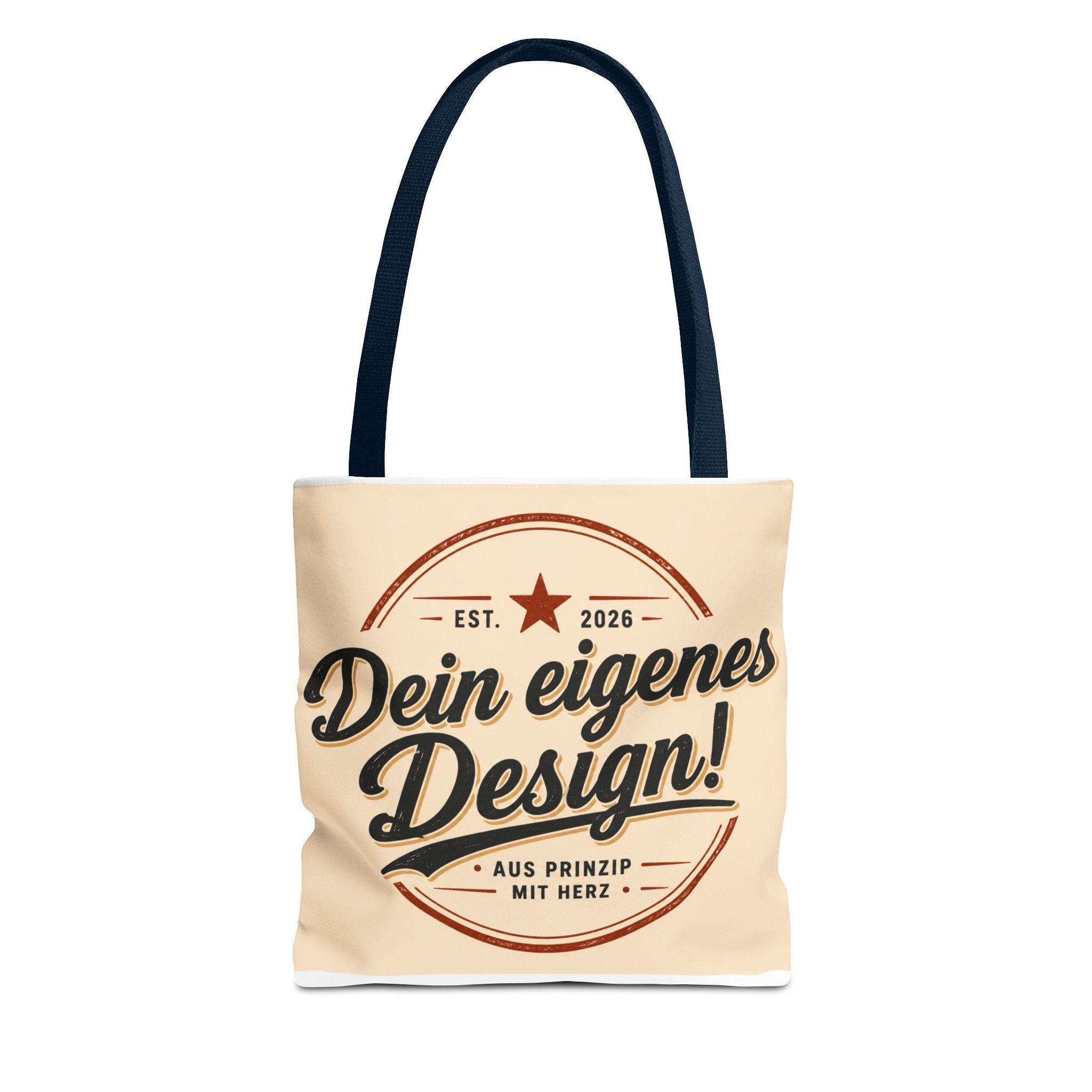 Custom Design Tote Bag — "Dein eigenes Design!" Vintage Emblem Canvas Shopper