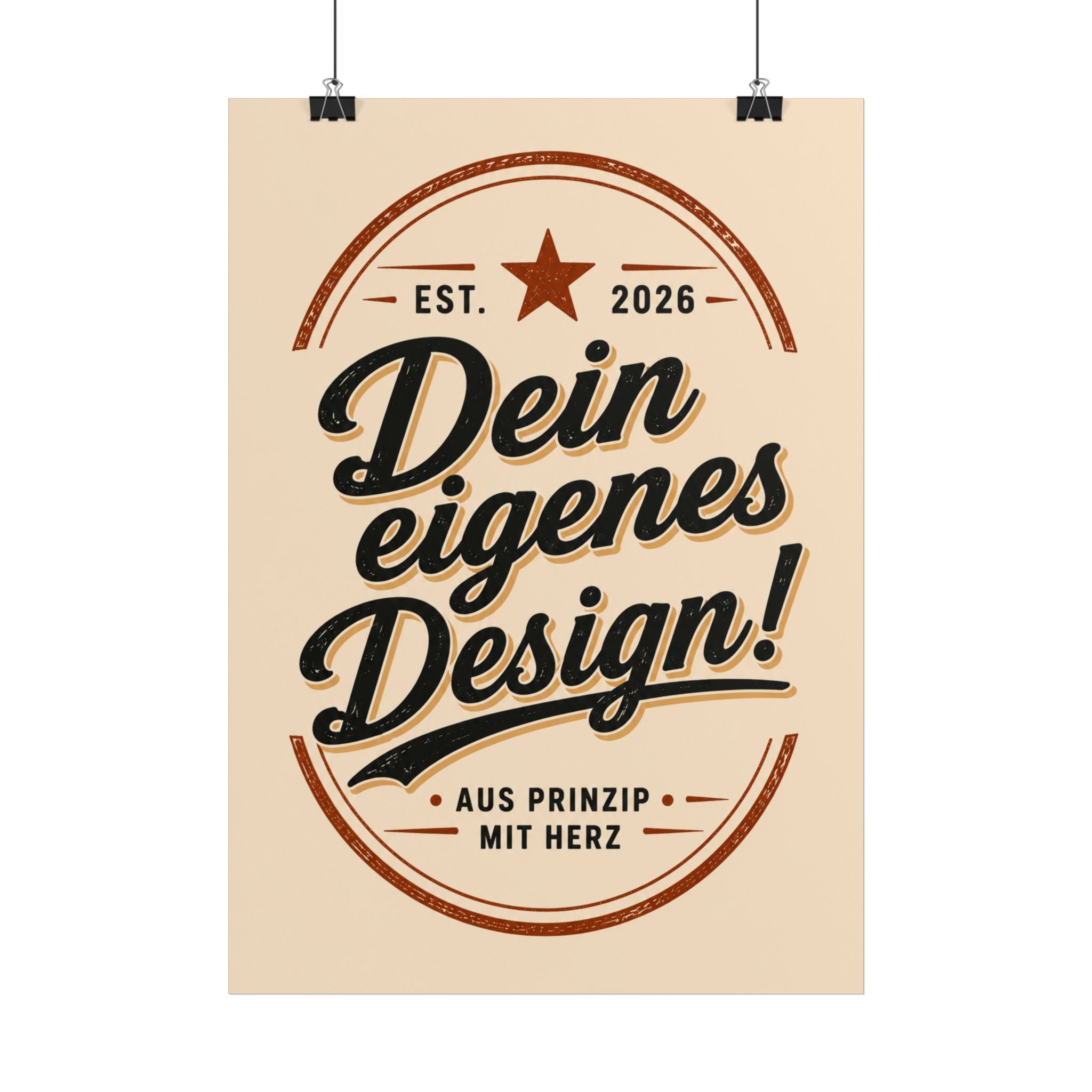 Poster - 'Dein eigenes Design!': Vintage Badge Typography Wall Art
