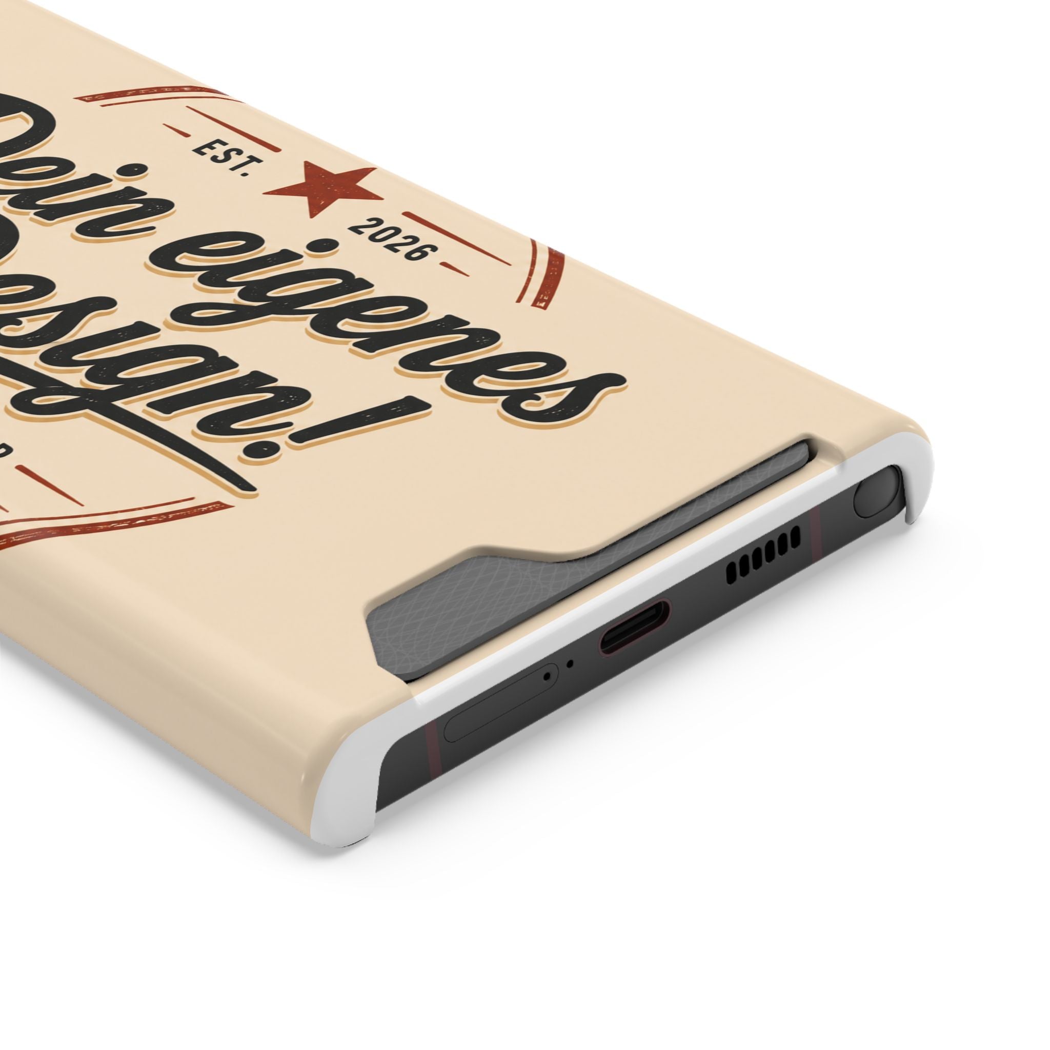 Retro Script Phone Case with Card Holder — "Dein eigenes Design!"