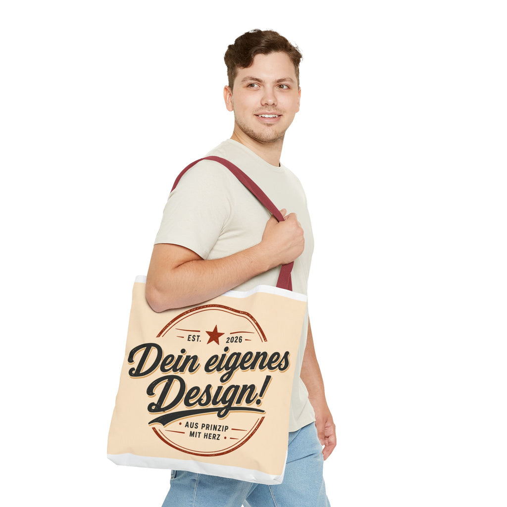 Custom Design Tote Bag — "Dein eigenes Design!" Vintage Emblem Canvas Shopper