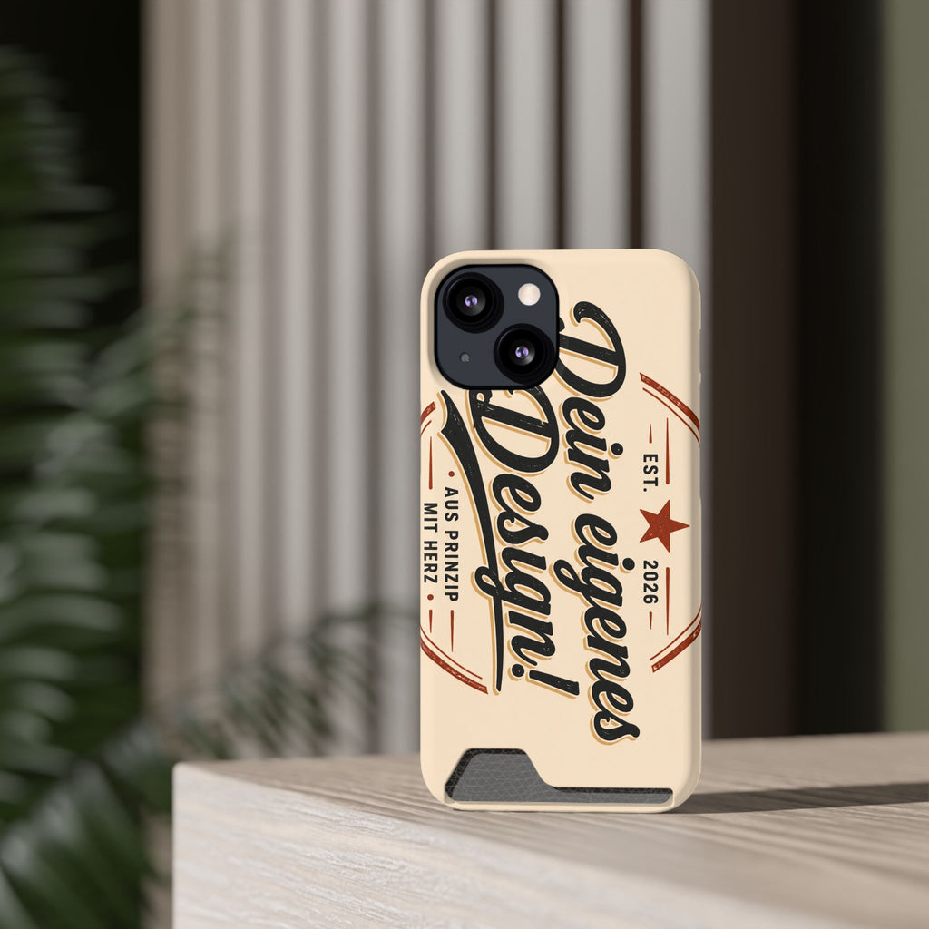 Retro Script Phone Case with Card Holder — "Dein eigenes Design!"
