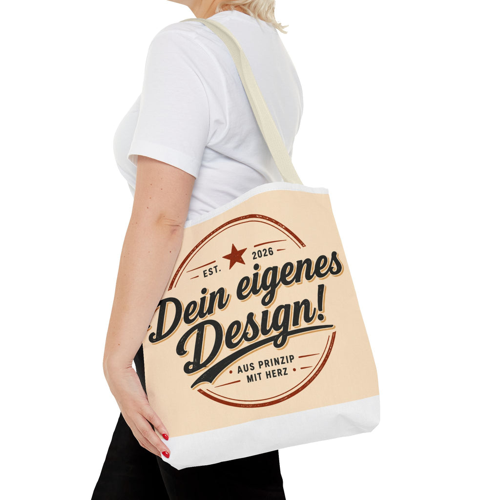 Custom Design Tote Bag — "Dein eigenes Design!" Vintage Emblem Canvas Shopper