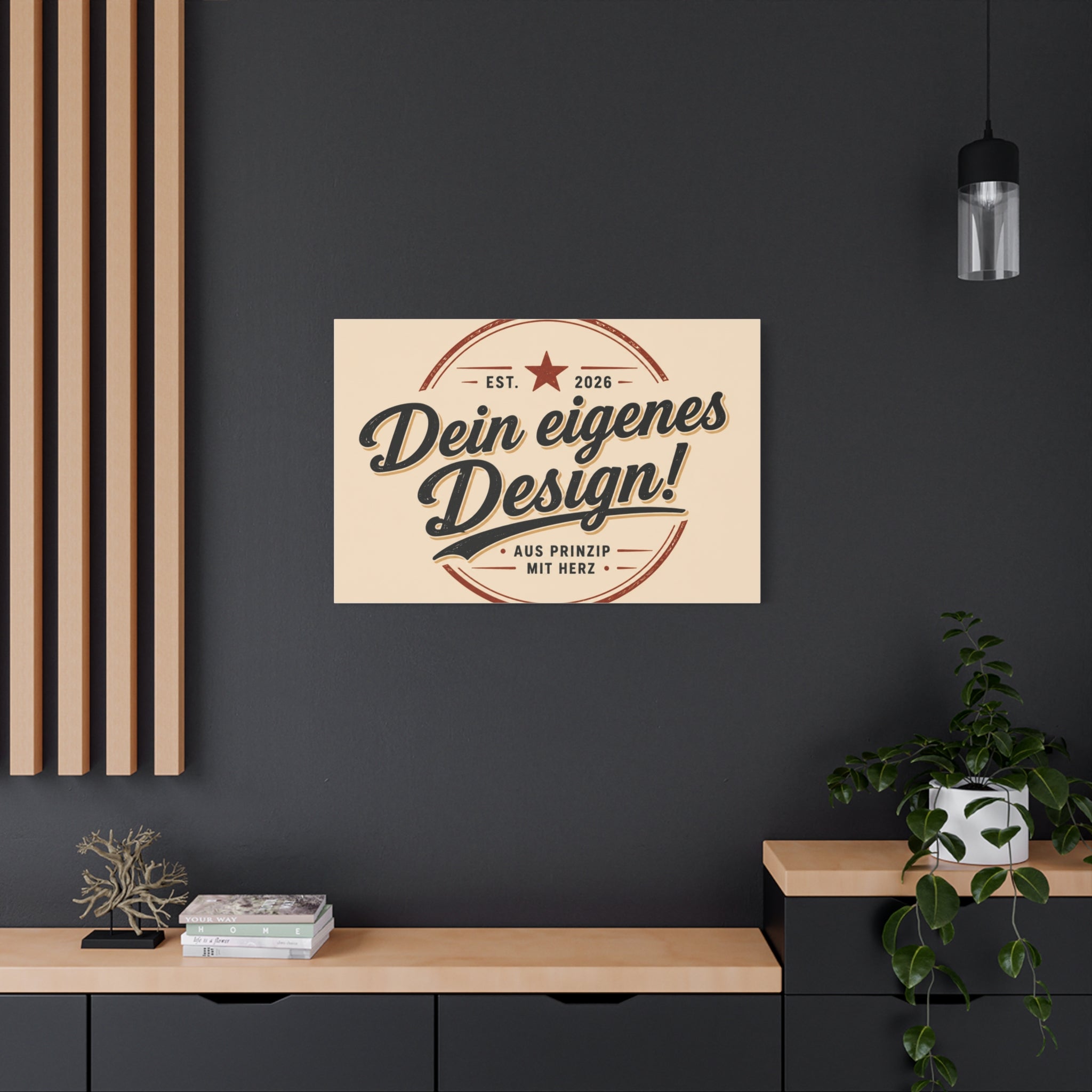 Matte Stretched Canvas - "Dein eigenes Design!" Vintage Badge Wall Art