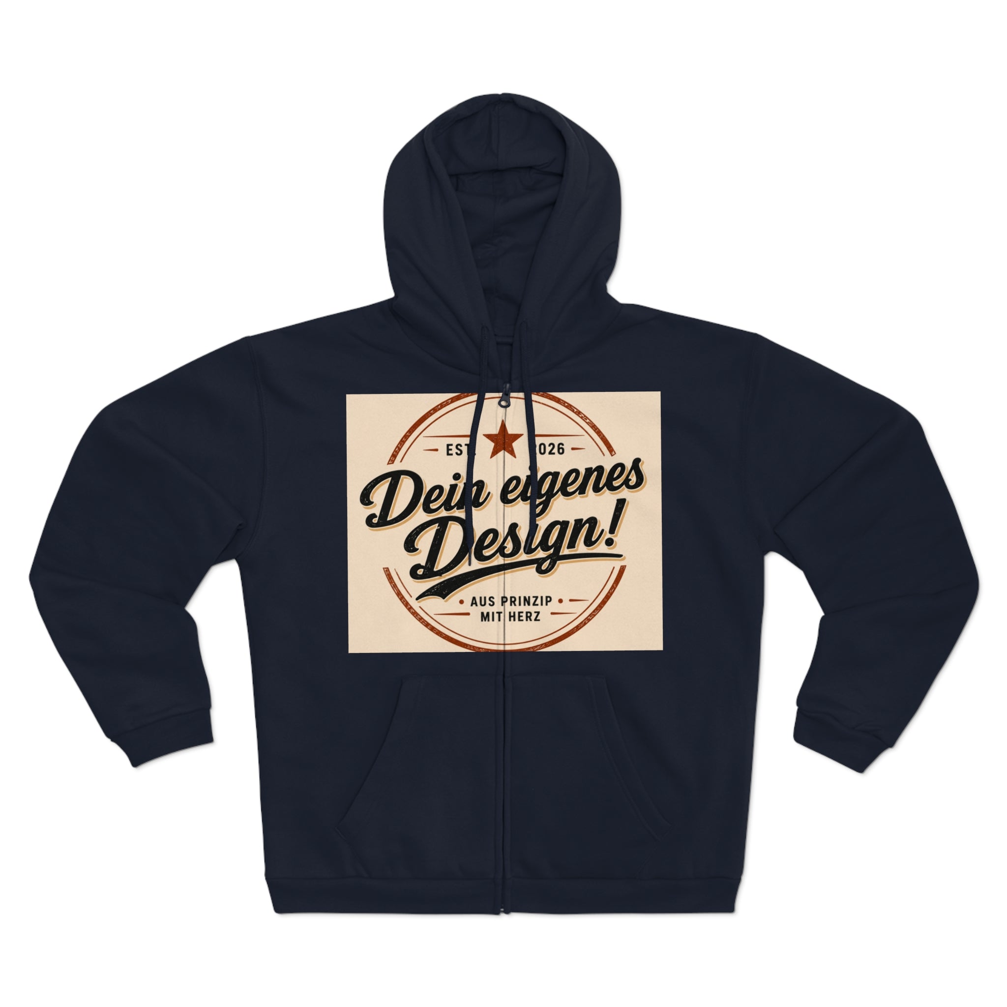 Vintage Badge Zip Hoodie – "Dein eigenes Design!" Graphic