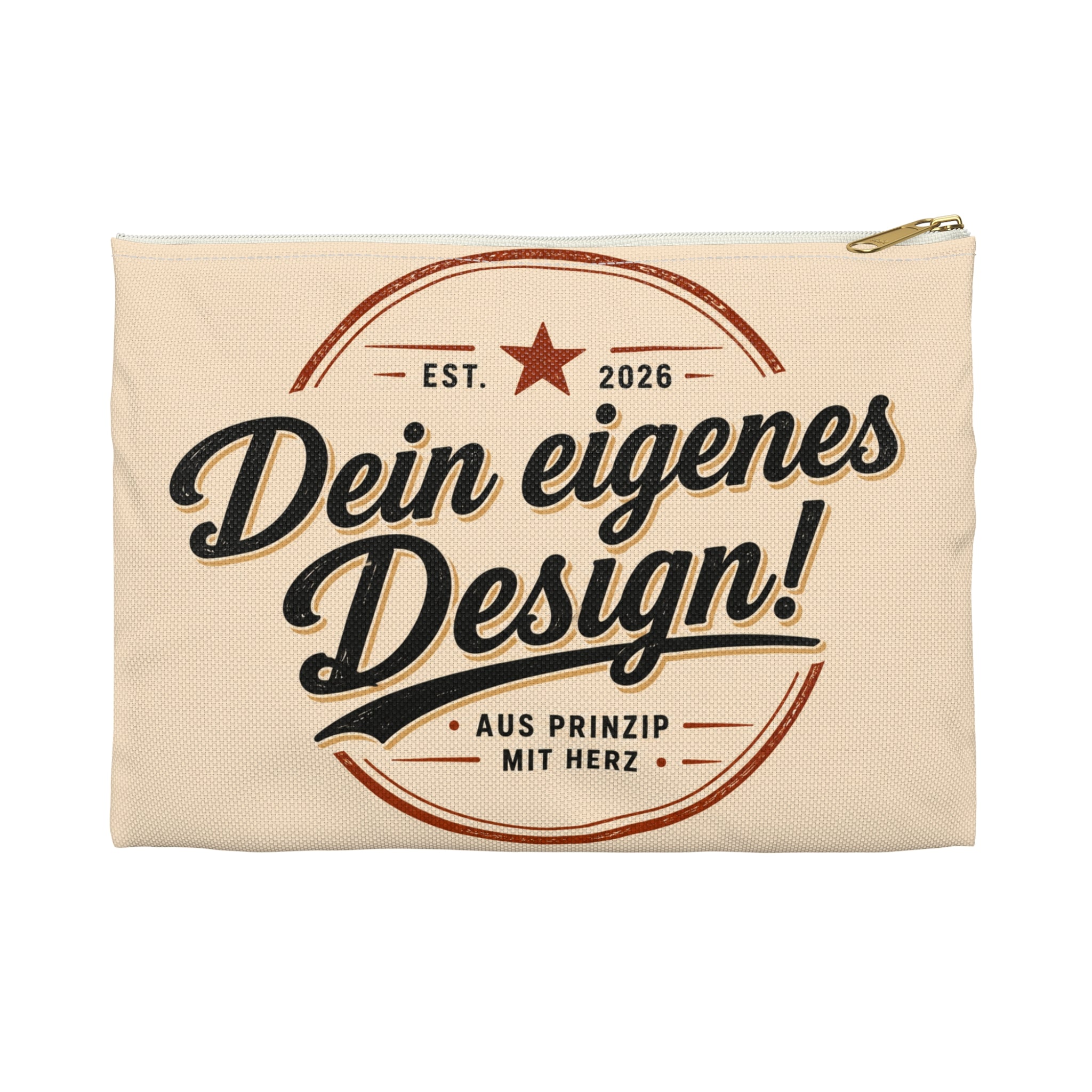 Retro Logo Accessory Pouch — "Dein eigenes Design!" Cotton Zip Bag