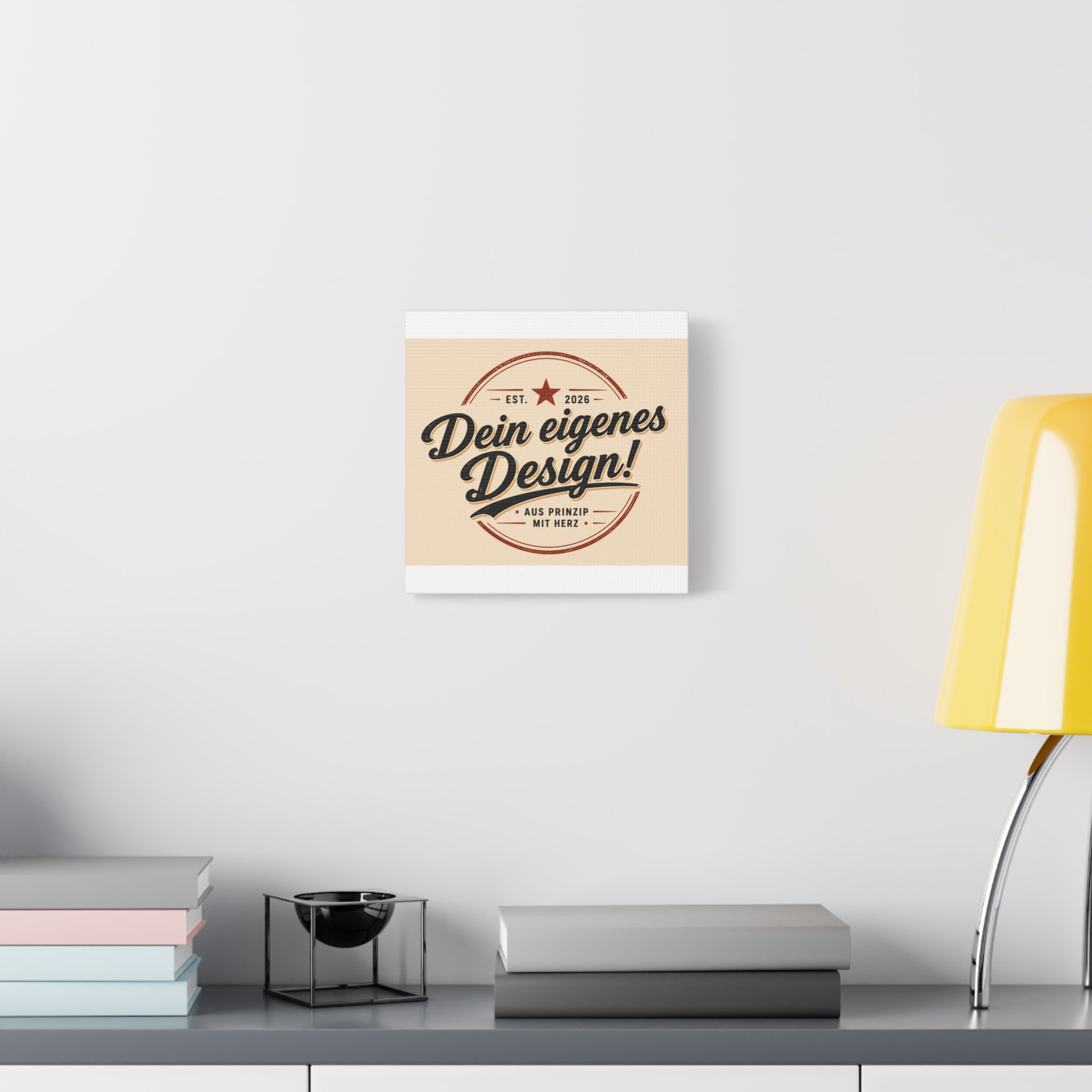 Matte Stretched Canvas - "Dein eigenes Design!" Vintage Badge Wall Art